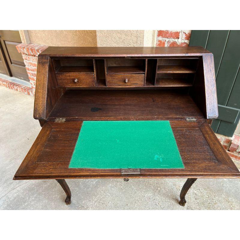 Antique French Carved Oak Secretary Desk Bureau Drop Front Louis XV Style For Sale 3