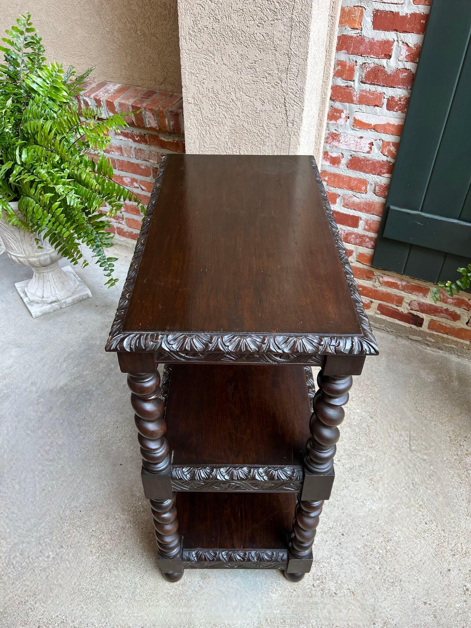 Antique French Carved Oak Server Sideboard Barley Twist Bookcase Display Shelf 5