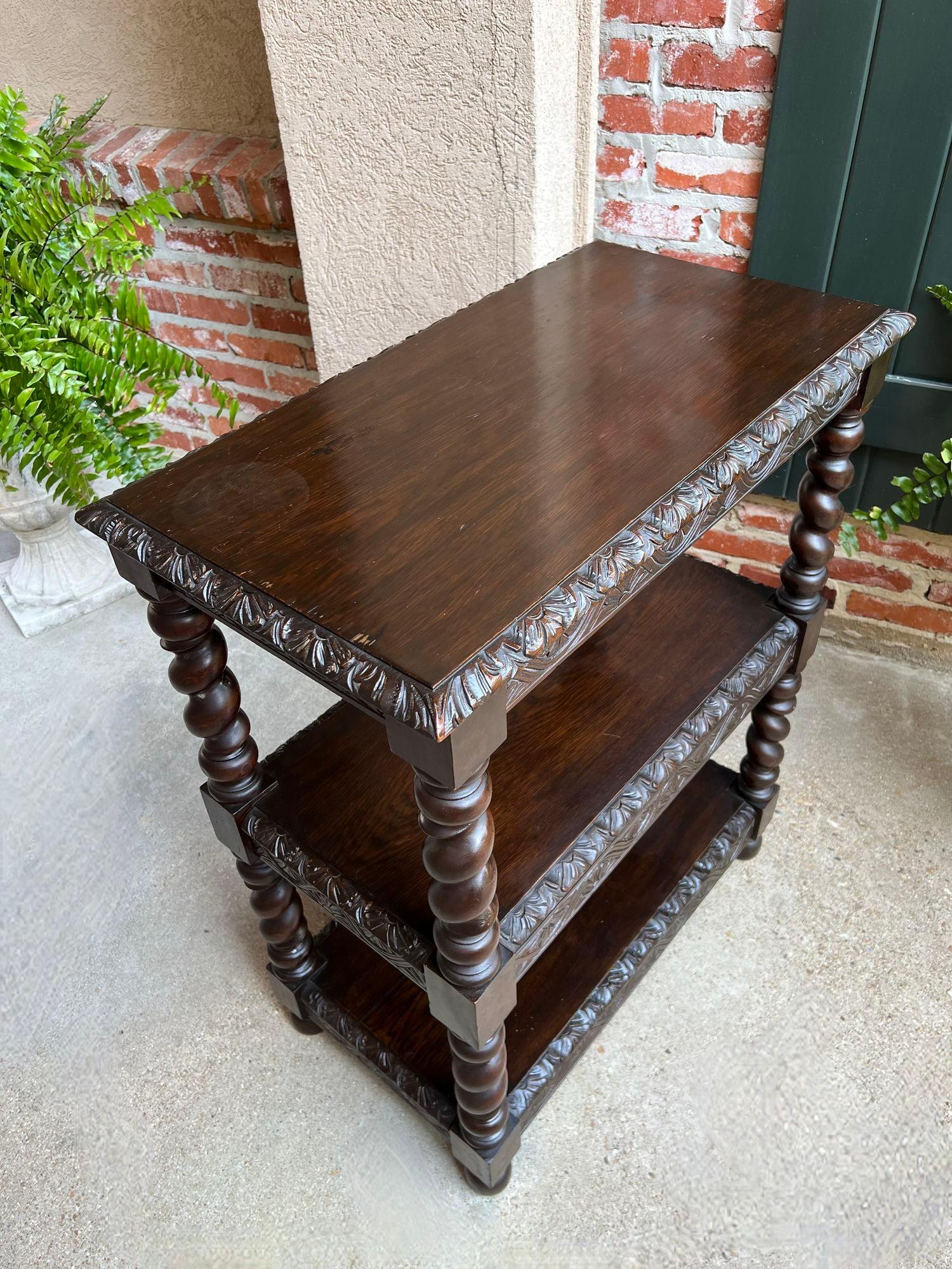 Antique French Carved Oak Server Sideboard Barley Twist Bookcase Display Shelf 6