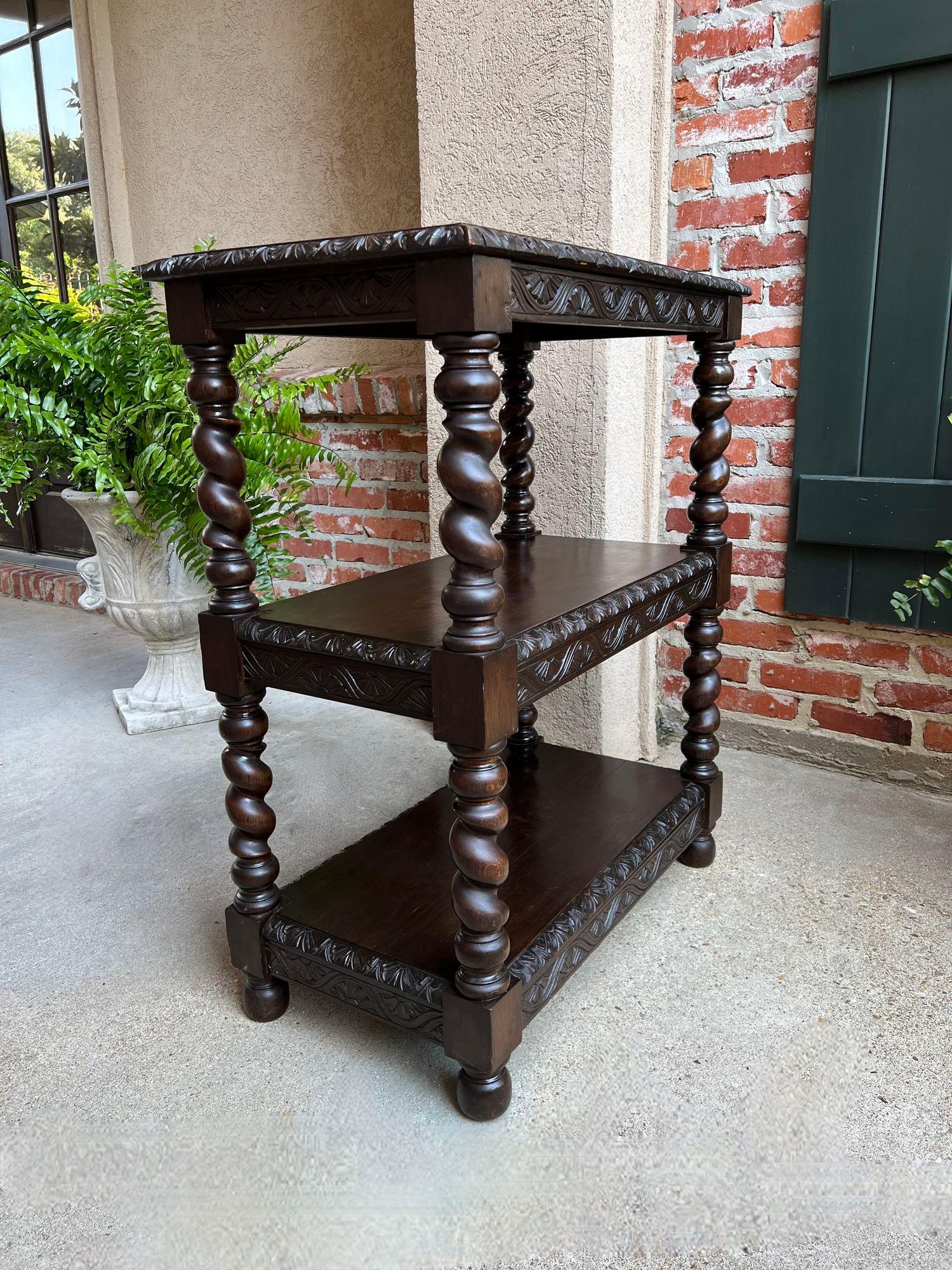 Antique French Carved Oak Server Sideboard Barley Twist Bookcase Display Shelf 7