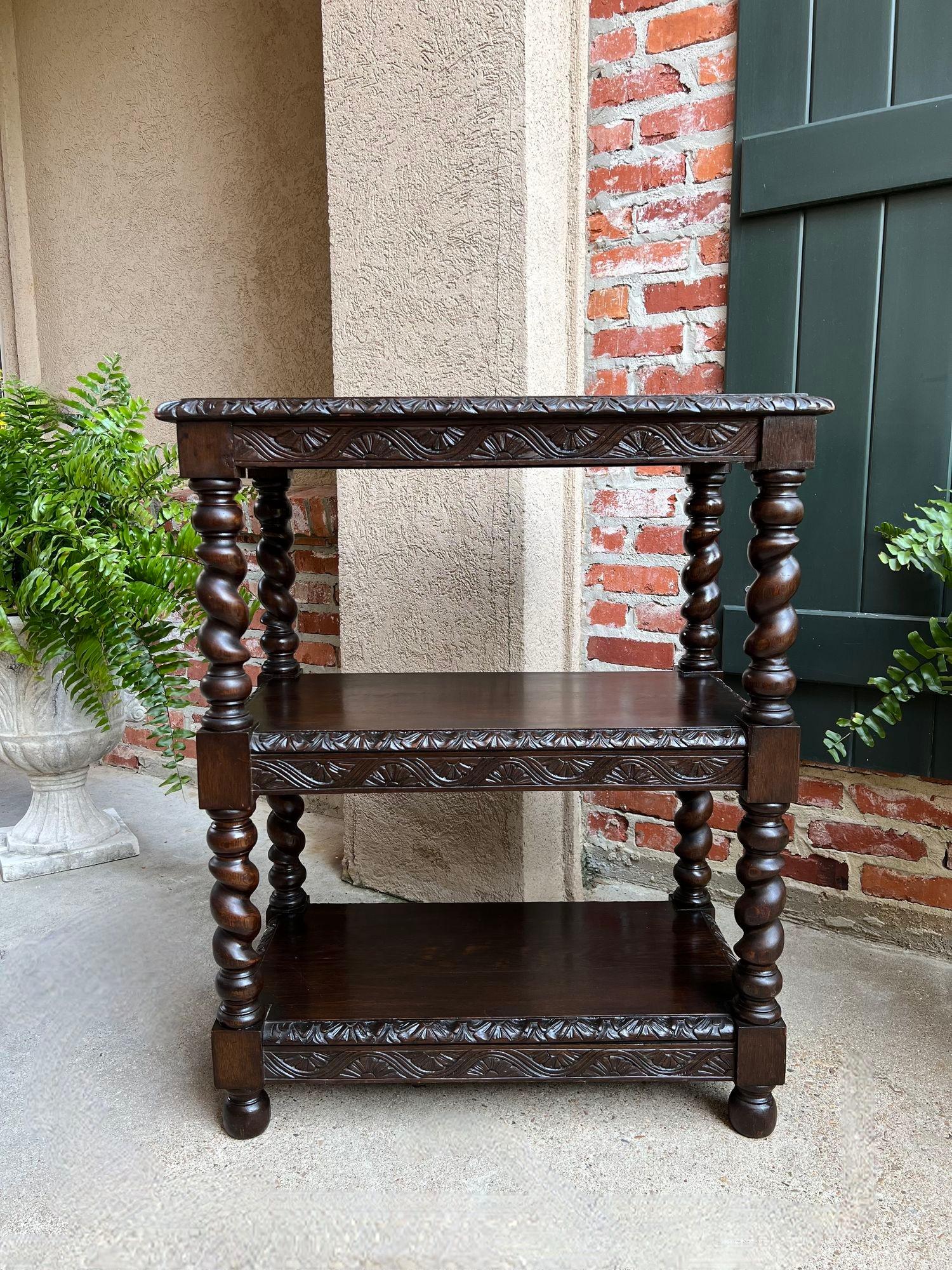 Antique French Carved Oak Server Sideboard Barley Twist Bookcase Display Shelf 9