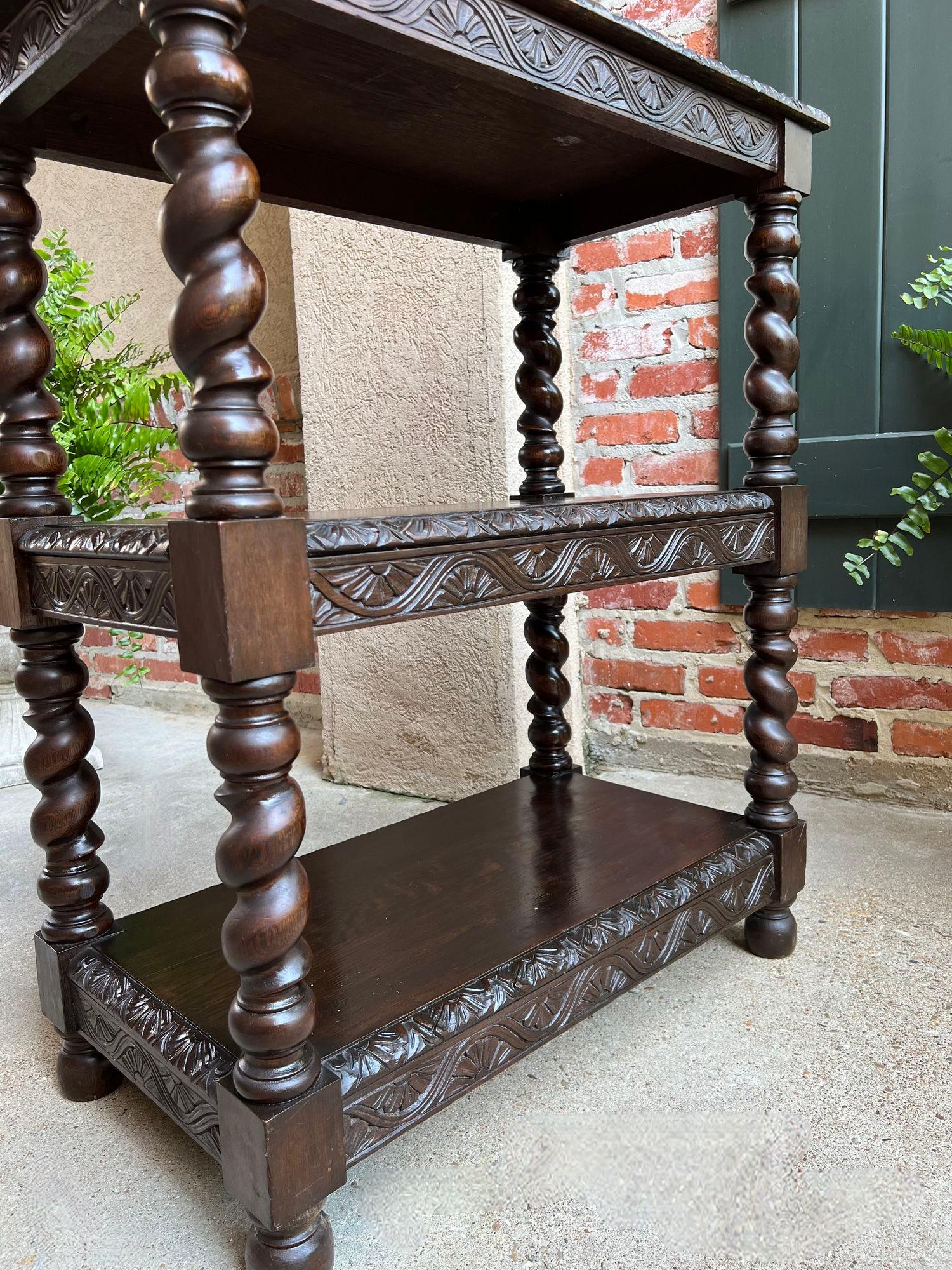 Antique French Carved Oak Server Sideboard Barley Twist Bookcase Display Shelf 12