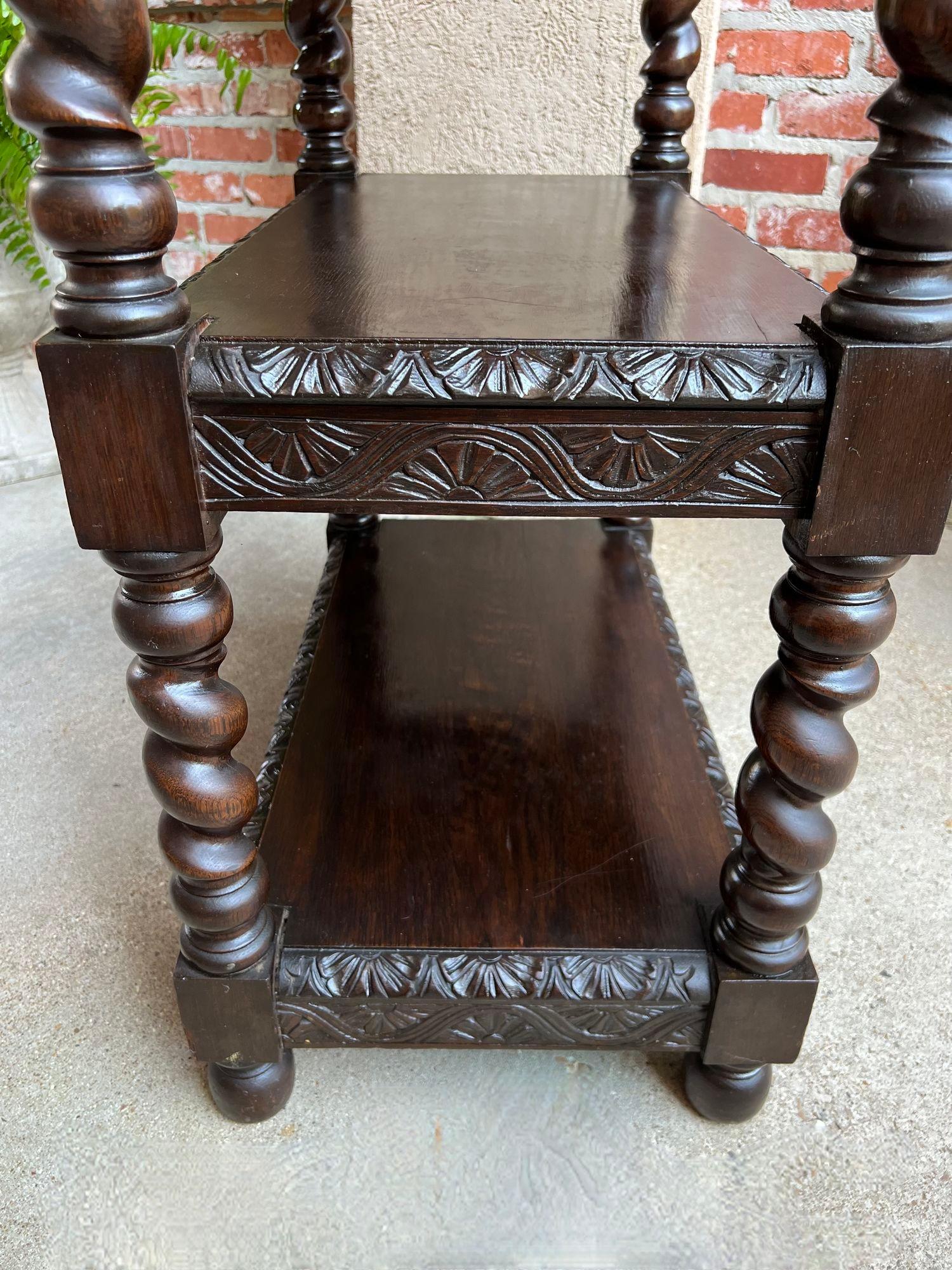 Antique French Carved Oak Server Sideboard Barley Twist Bookcase Display Shelf 13