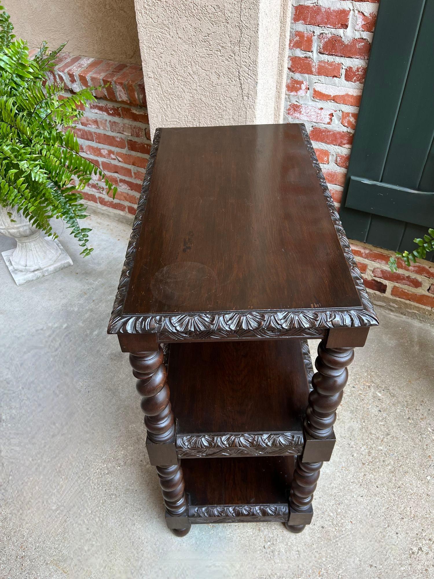 Antique French Carved Oak Server Sideboard Barley Twist Bookcase Display Shelf 14