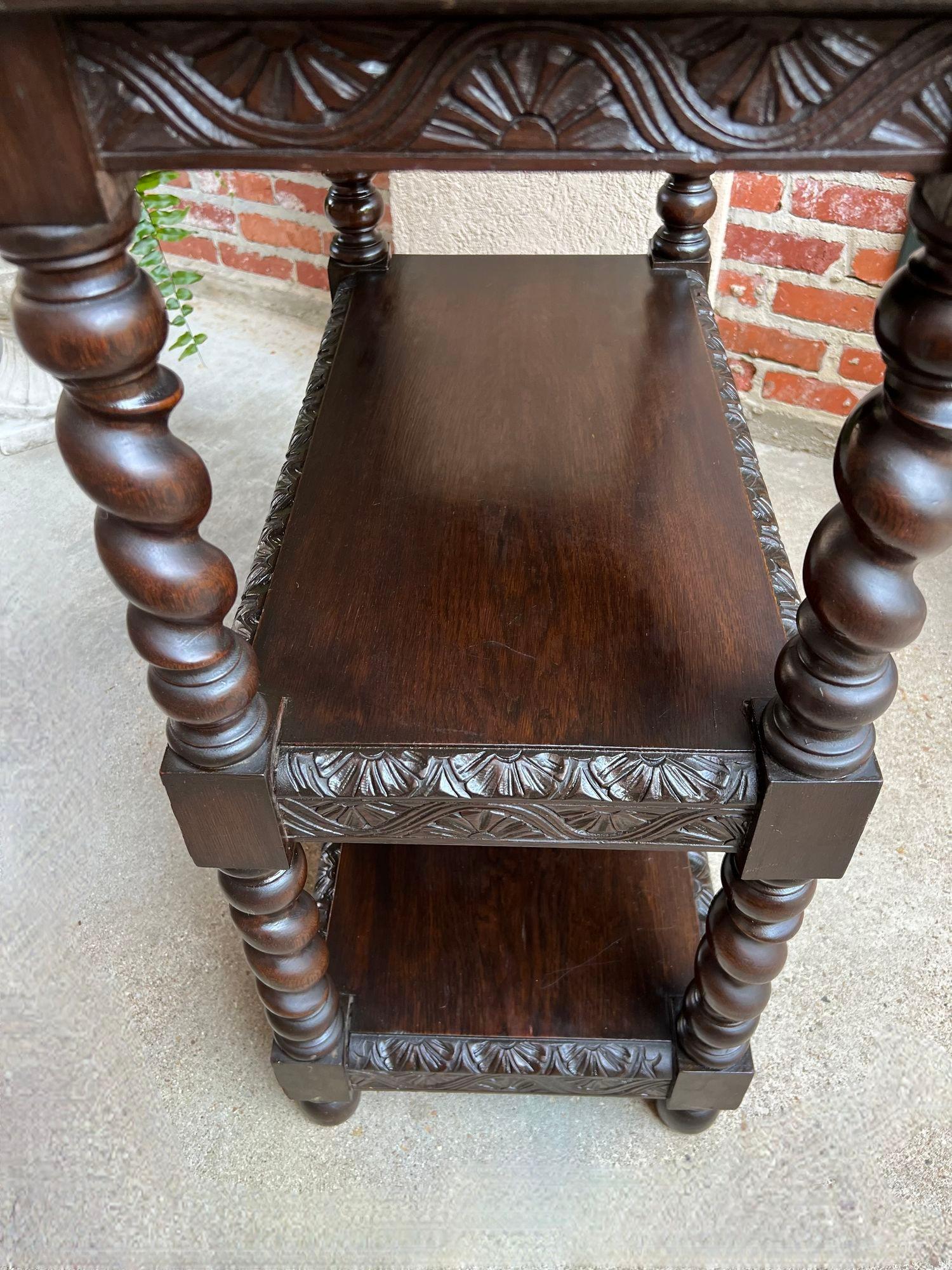 Antique French Carved Oak Server Sideboard Barley Twist Bookcase Display Shelf 3