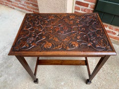 Antique French Carved Oak Side Hall Table Spade Foot Louis XVI style