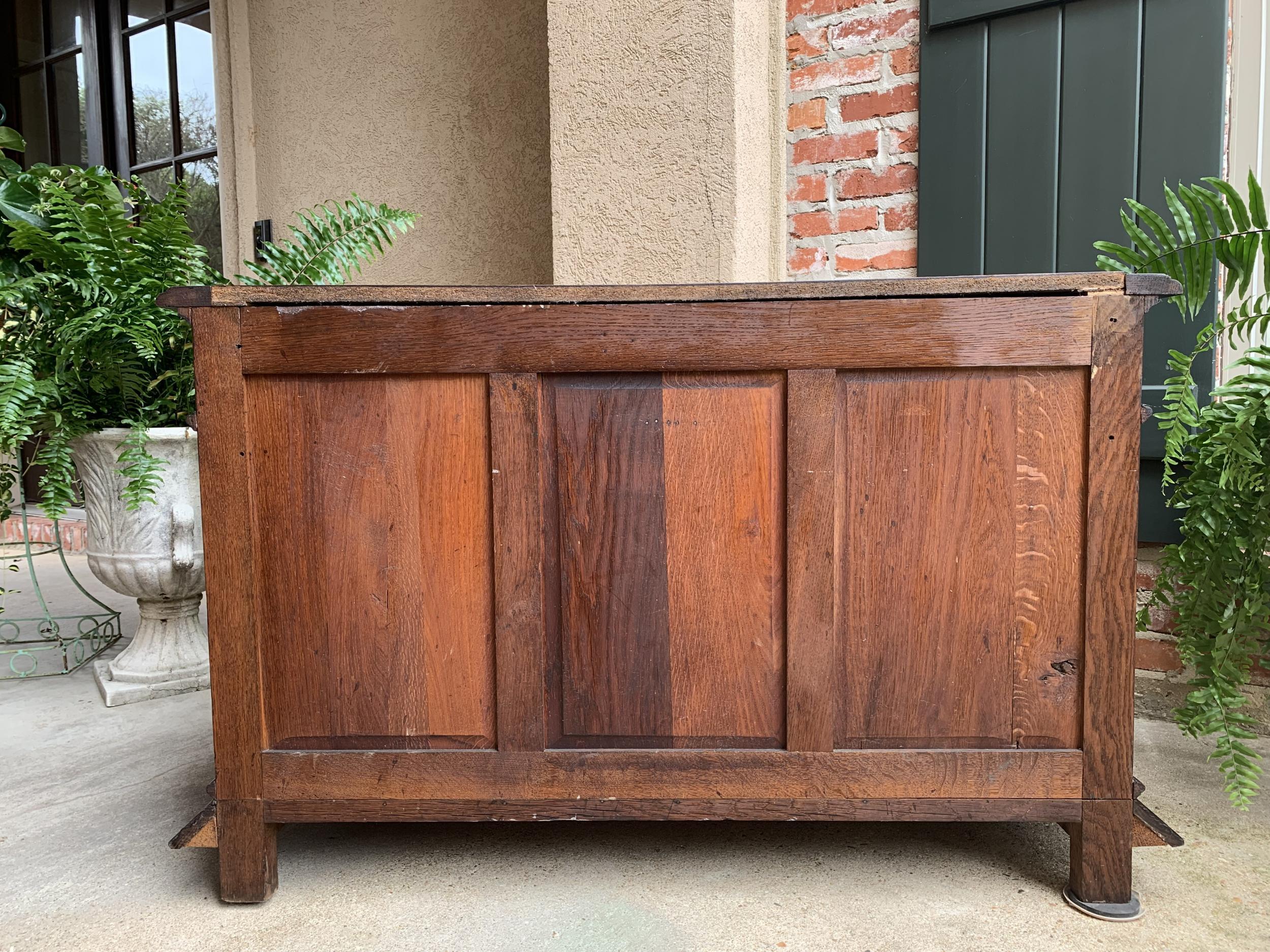 Antique French Carved Oak Sideboard Server Cabinet Sofa Table Swan Henri II 7