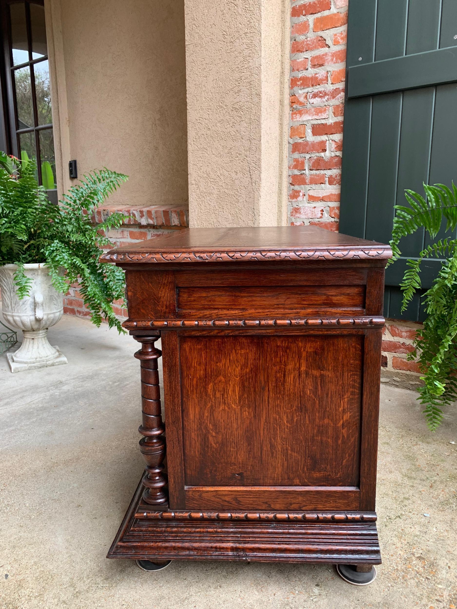 Antique French Carved Oak Sideboard Server Cabinet Sofa Table Swan Henri II 4