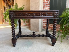 Antique French Carved Oak Sofa Table Writing Desk Bobbin Small Louis XIII Style