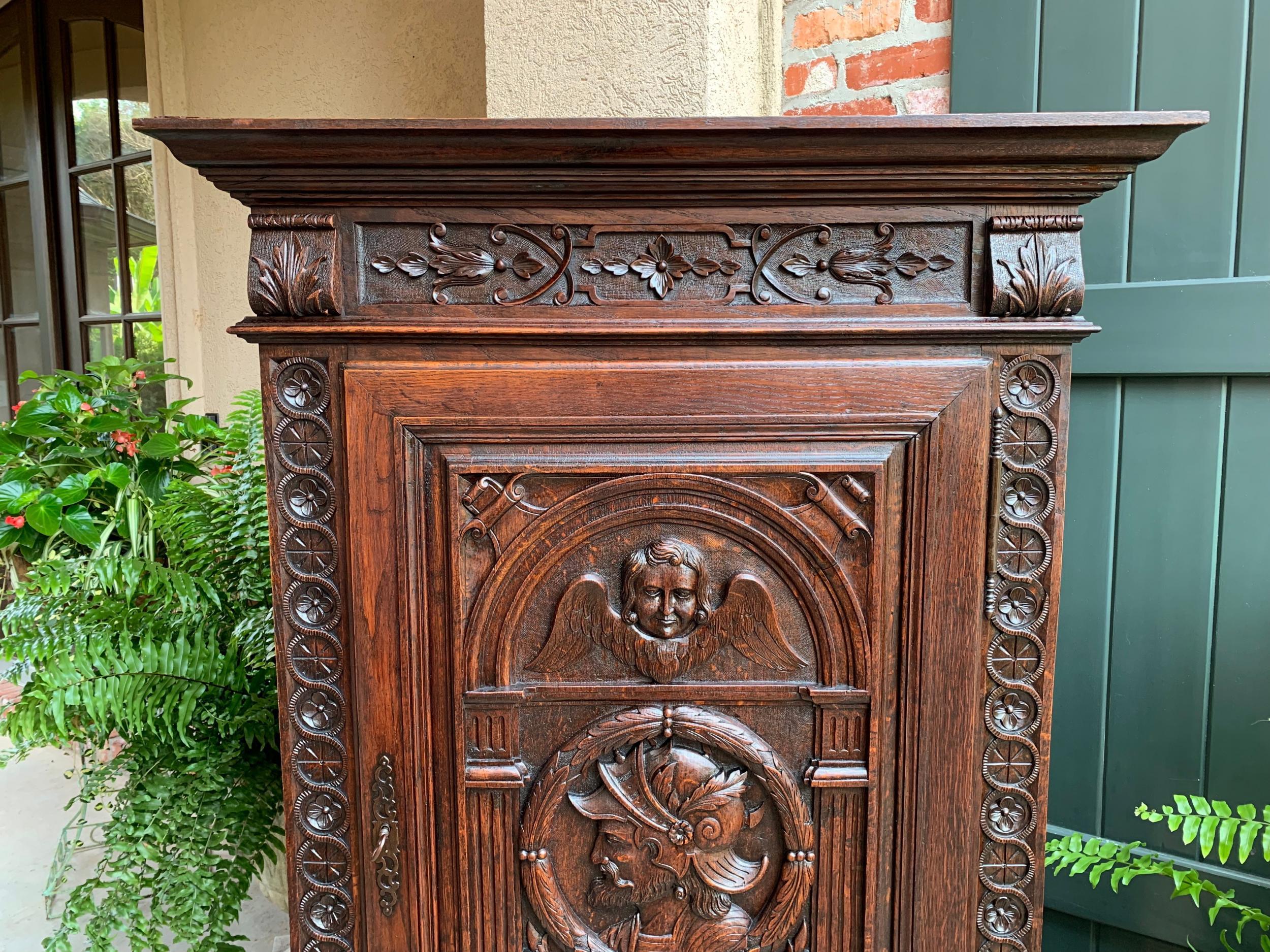 19th century French Carved Oak Storage Cabinet Renaissance Roman Centurion  For Sale 9