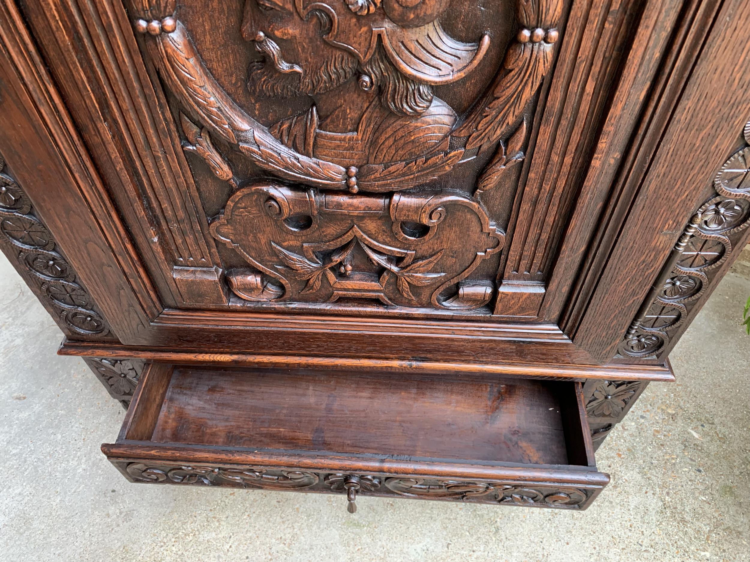 19th century French Carved Oak Storage Cabinet Renaissance Roman Centurion  For Sale 12