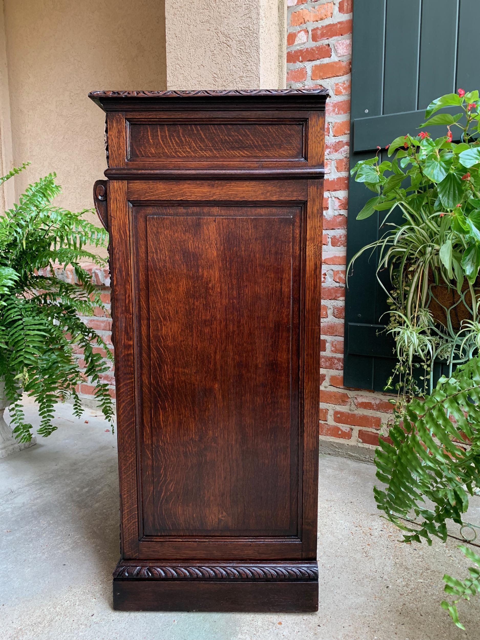 19th century French  Tall Cabinet Faux Chest of Drawers Louis XIV Carved Oak For Sale 12