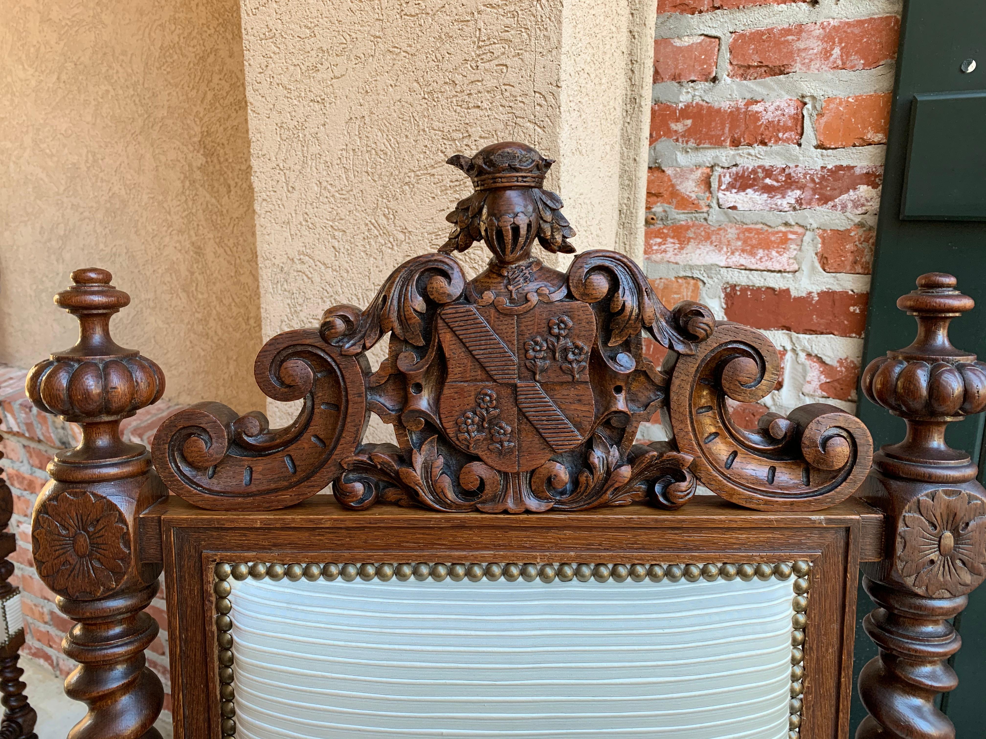Antique French Carved Oak Throne Armchair Louis XIV Barley Twist Renaissance b 3