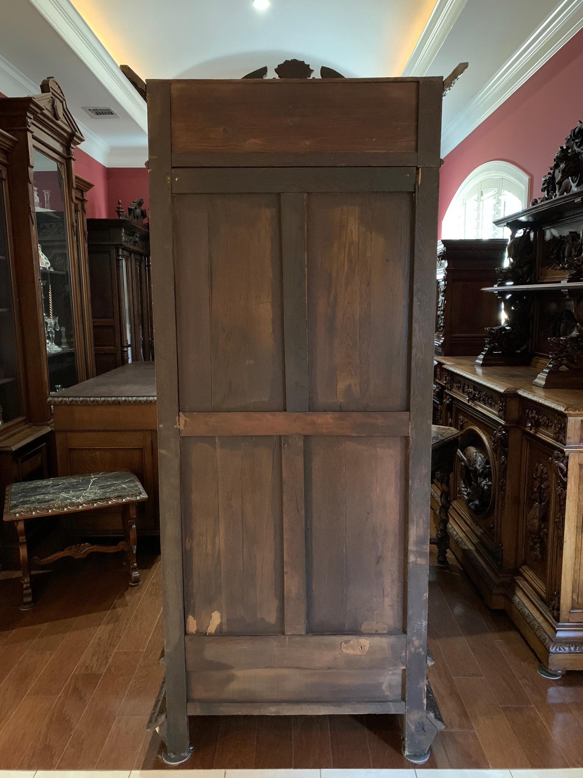 Antique French Carved Oak Vitrine Cabinet Bookcase Barley Twist Renaissance 6