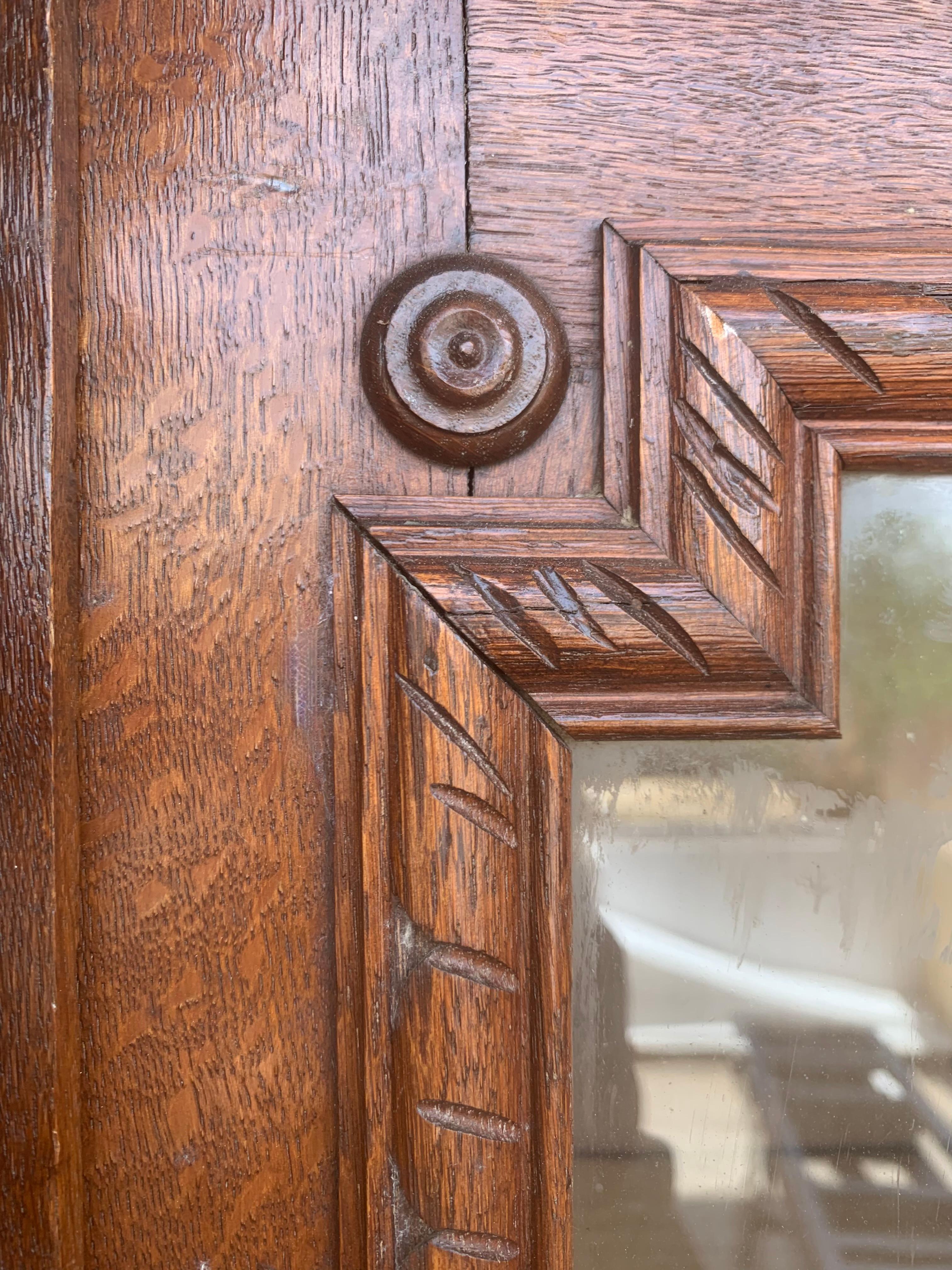 Antique French Carved Oak Vitrine Cabinet Bookcase Barley Twist Renaissance For Sale 1