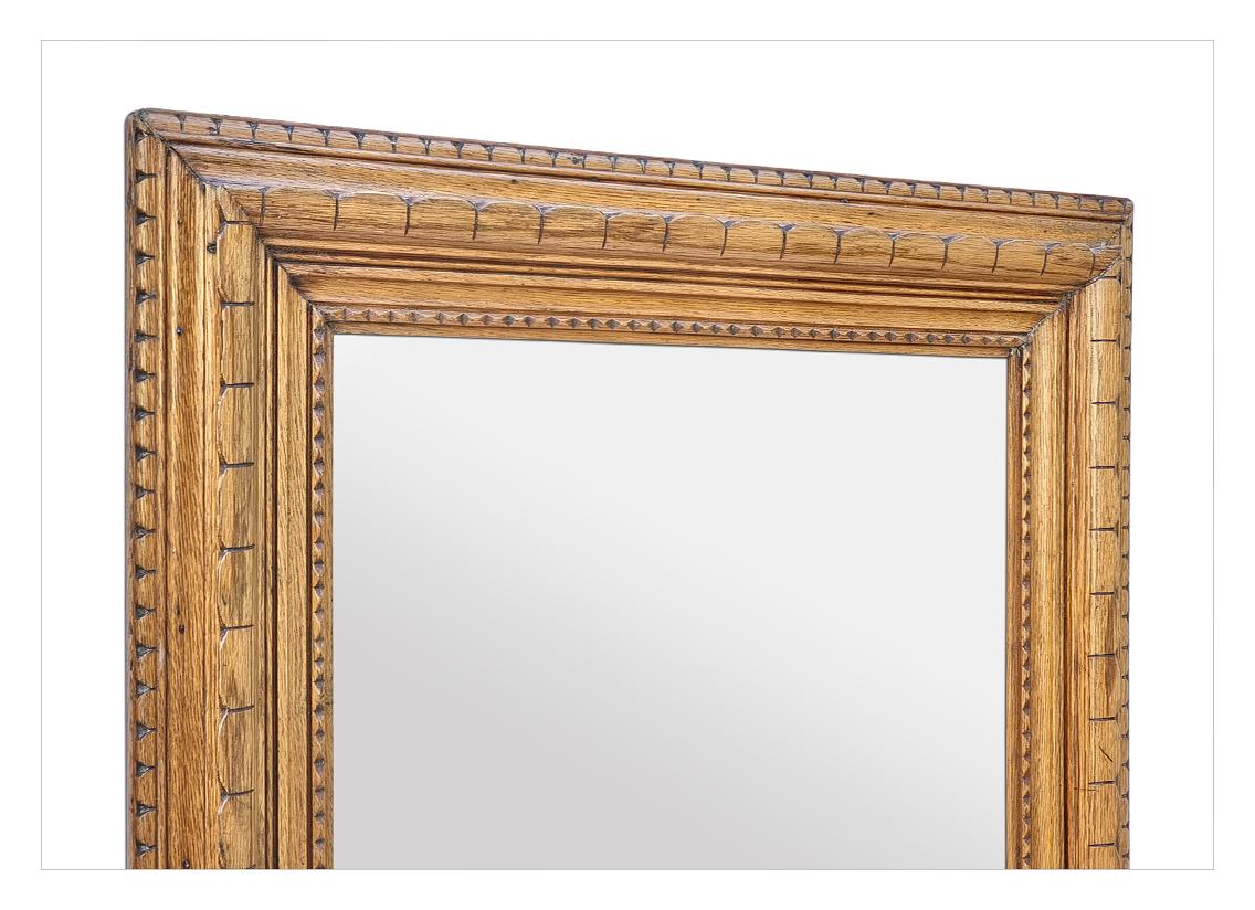 Antique French Carved Oak Wood Mirror, circa 1900 In Good Condition For Sale In Paris, FR