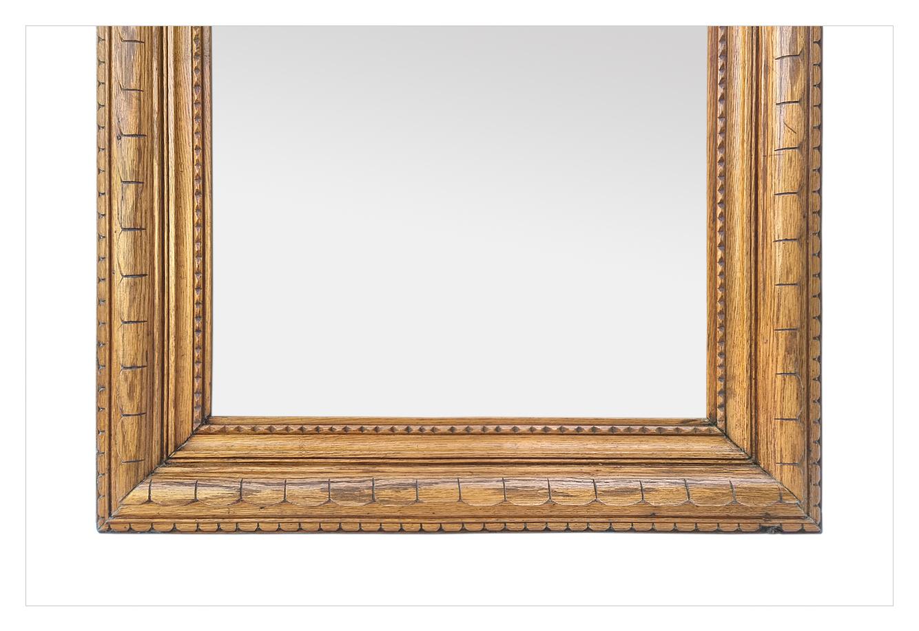 Antique French Carved Oak Wood Mirror, circa 1900 For Sale 1