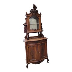 Vitrine à bombes ancienne, française, sculptée et ornée