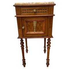 Antique French Carved Ornate Marble Top Smoking Stand/ Night Stand/ End Table