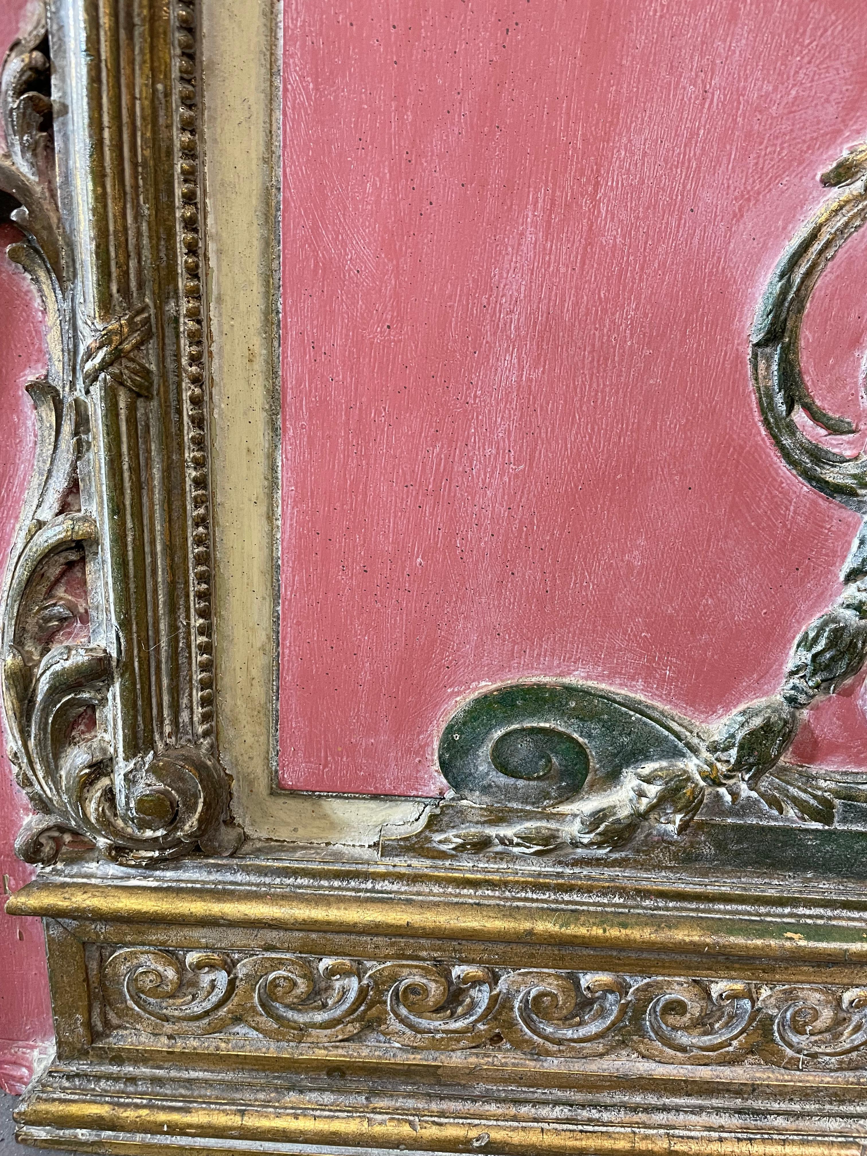 XIXe siècle Antique miroir mural surdimensionné sculpté français en vente