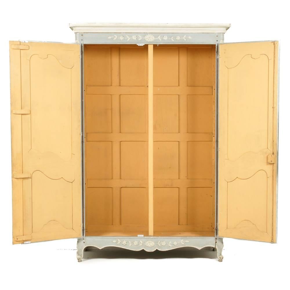 Antique French Carved Painted Louis XV-Style Armoire In Good Condition In Vancouver, British Columbia