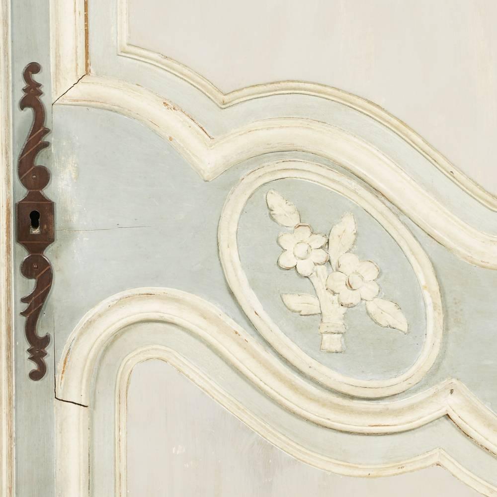 Antique French Carved Painted Louis XV-Style Armoire 1