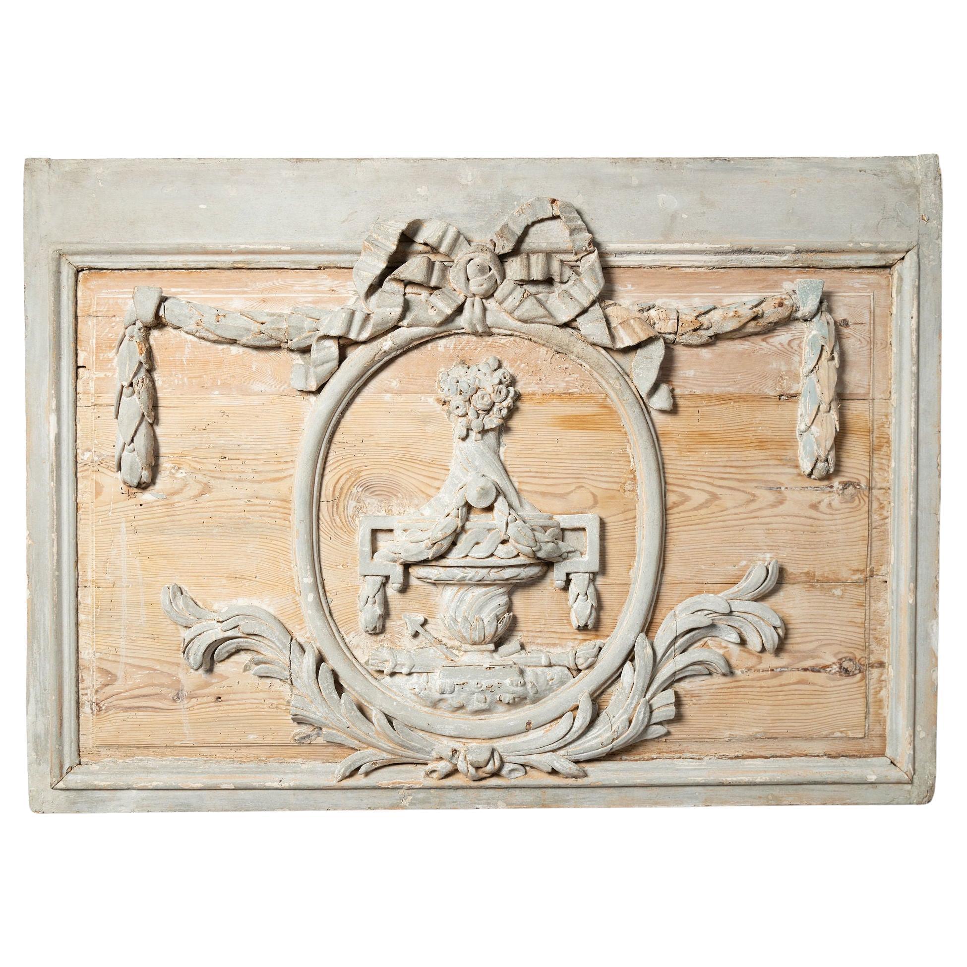 Antique French carved panel, Boiserie For Sale