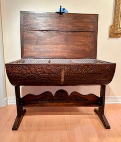 Antique French Carved Petrin Large Bowl on Stand