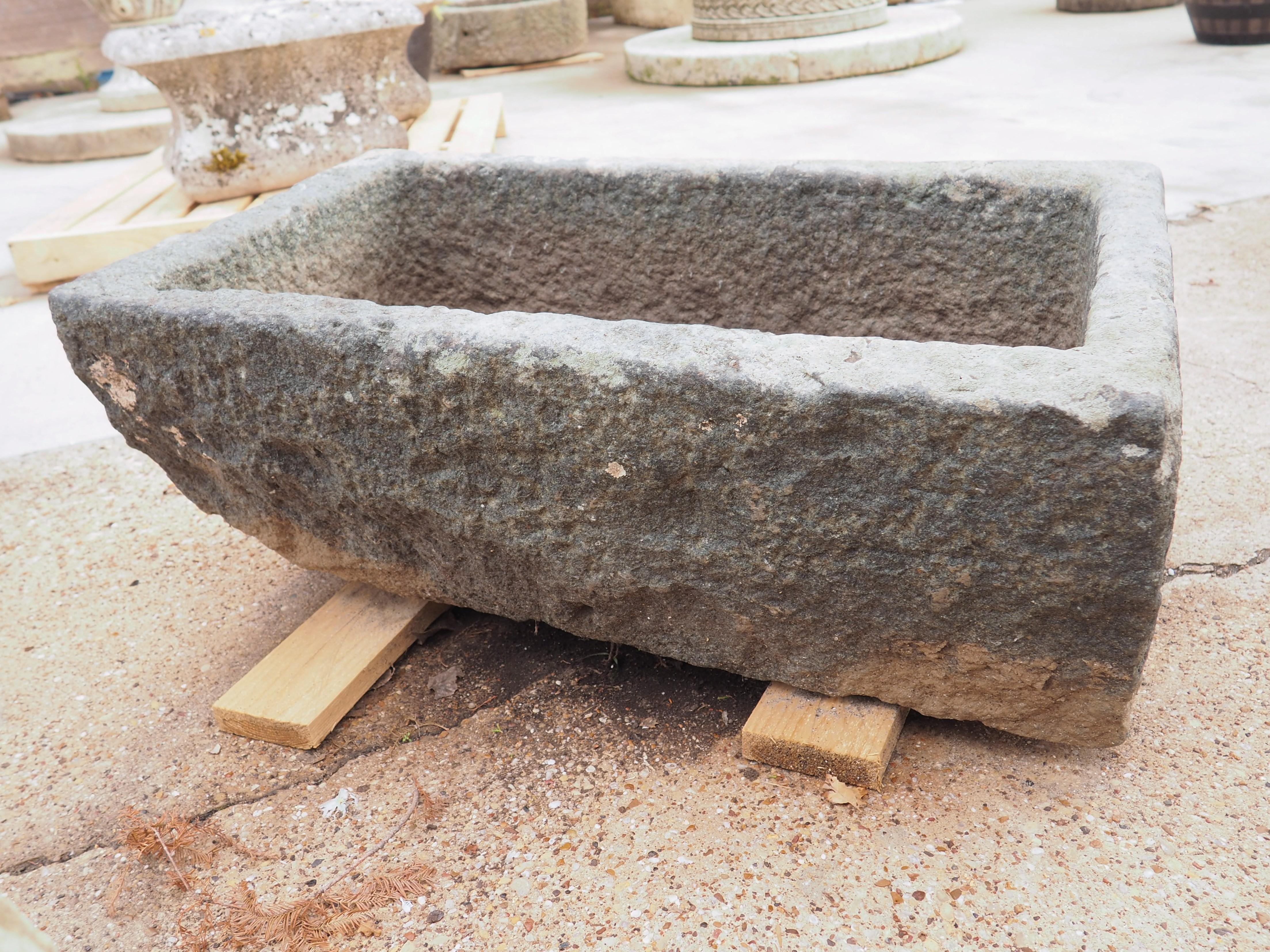 Antique French Carved Rectangular Stone Trough, Circa 1850 5