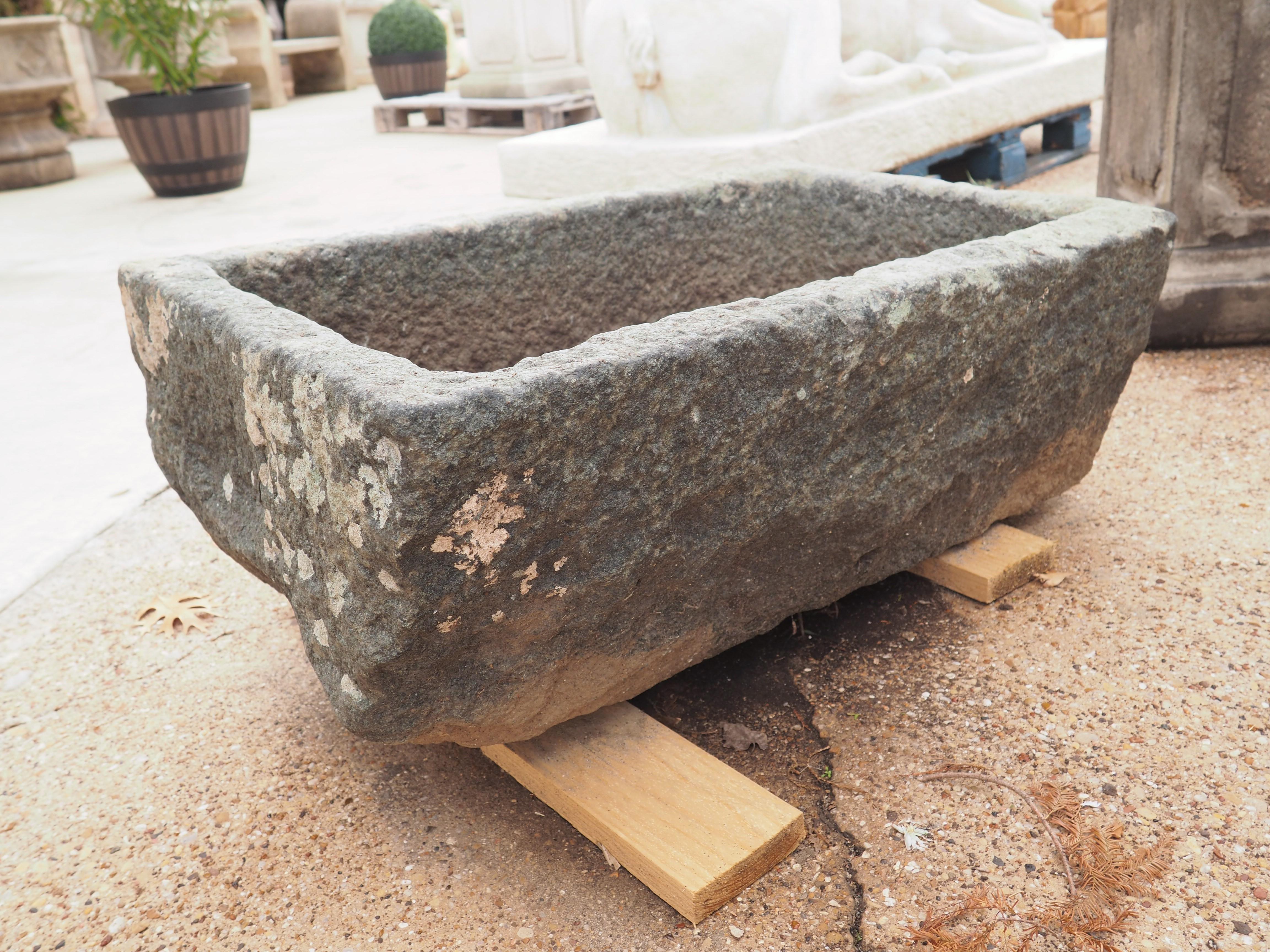 Antique French Carved Rectangular Stone Trough, Circa 1850 6