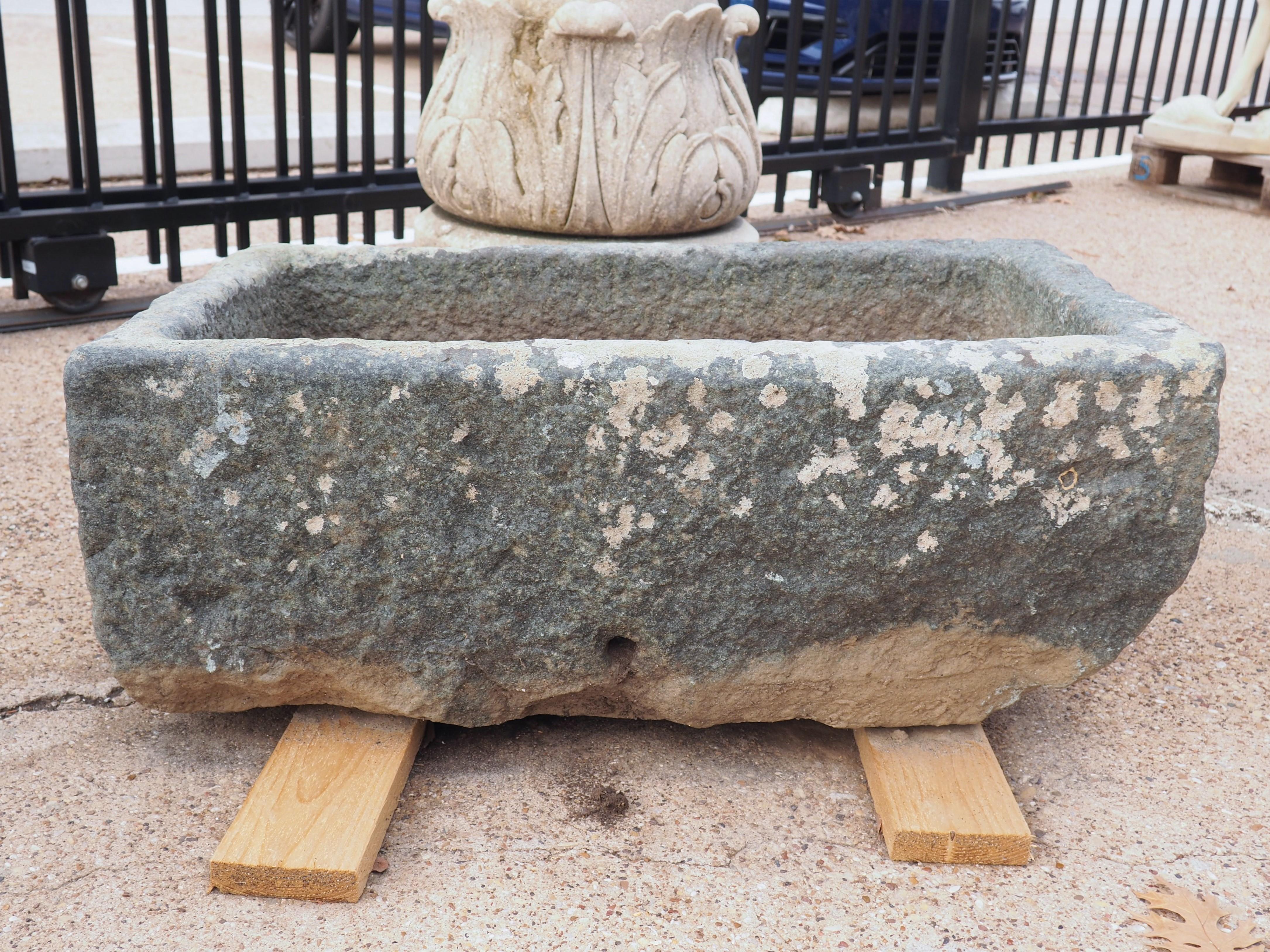 Antique French Carved Rectangular Stone Trough, Circa 1850 7
