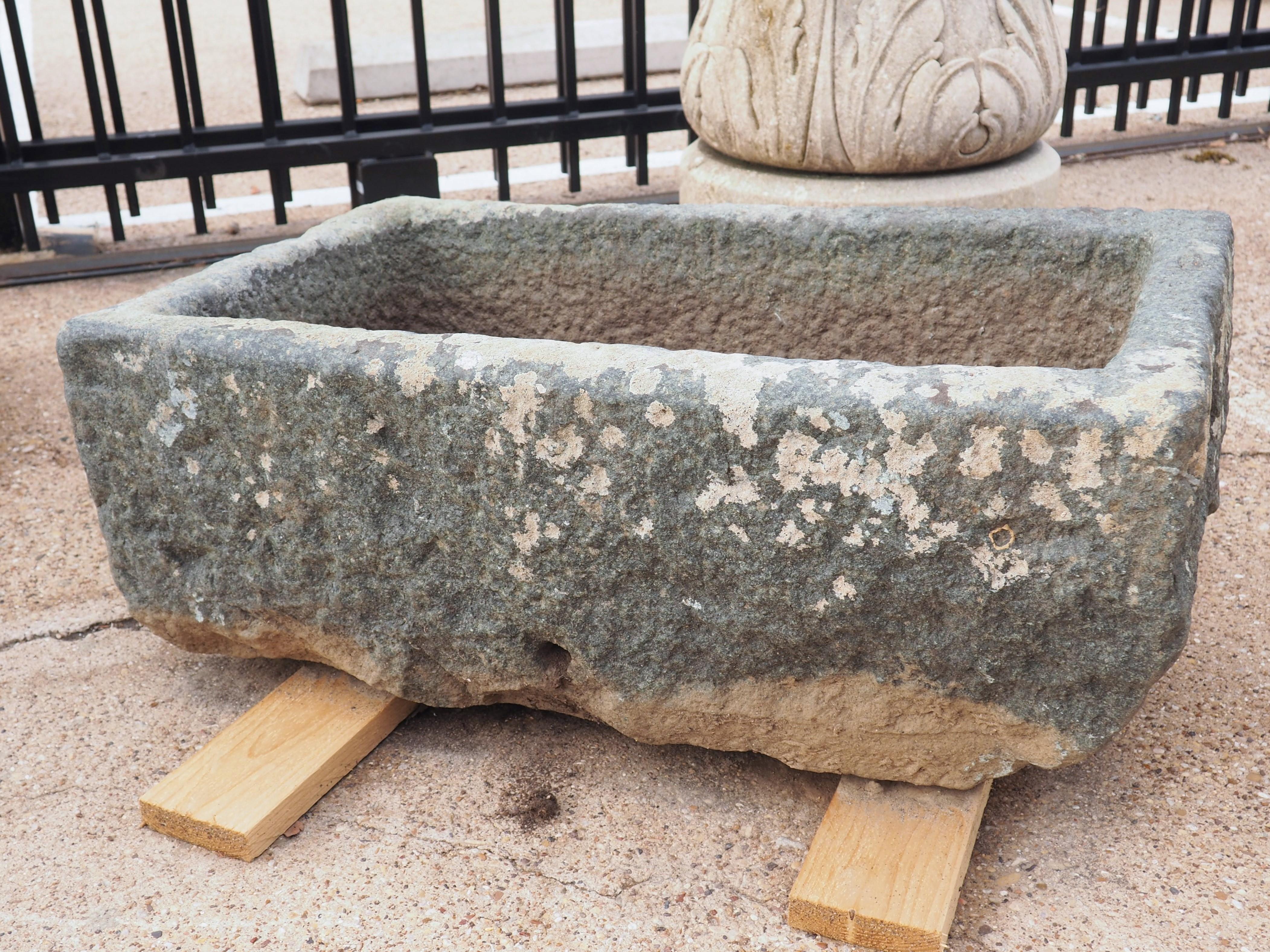 Antique French Carved Rectangular Stone Trough, Circa 1850 8