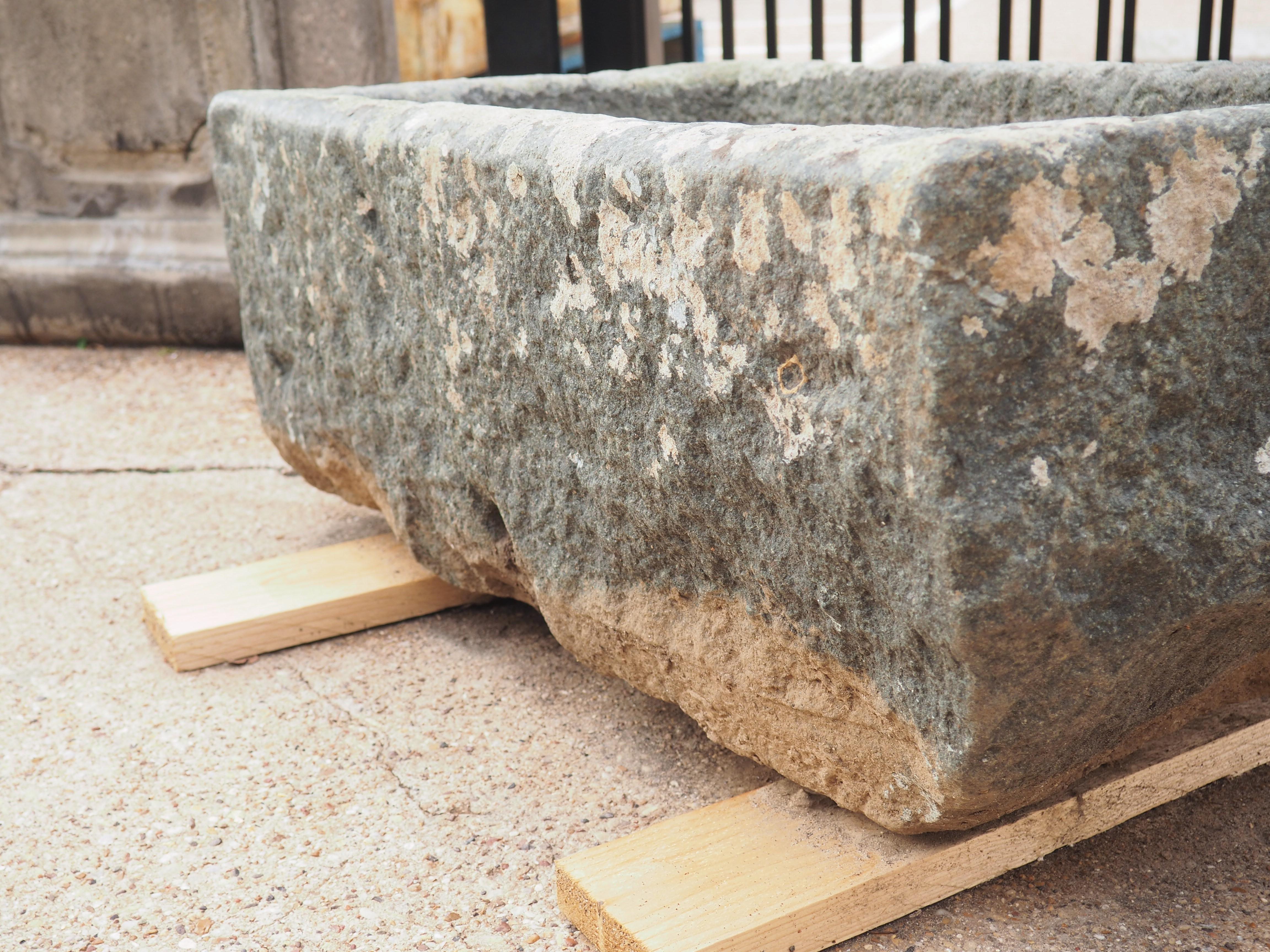 Mid-19th Century Antique French Carved Rectangular Stone Trough, Circa 1850