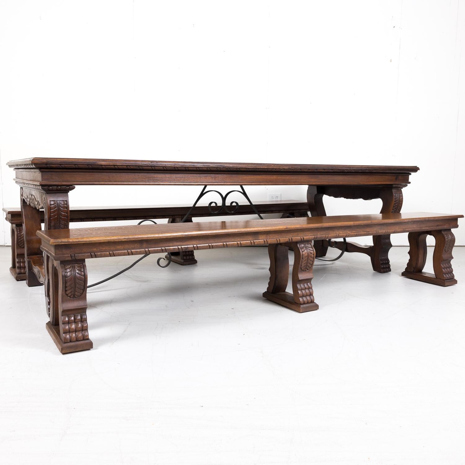 Antique French Carved Renaissance Style Dining Table For Sale 11