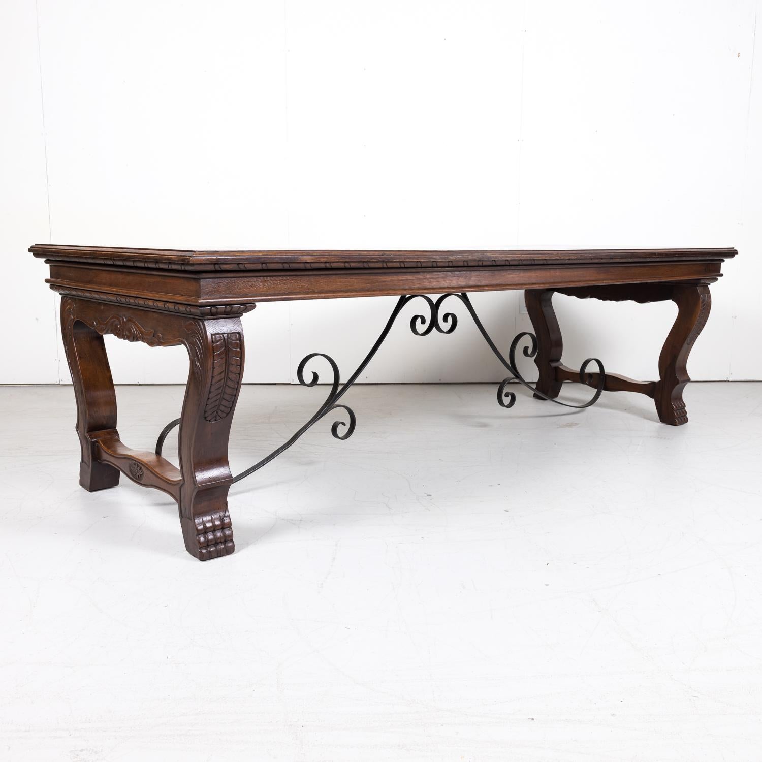 Oak Antique French Carved Renaissance Style Dining Table For Sale