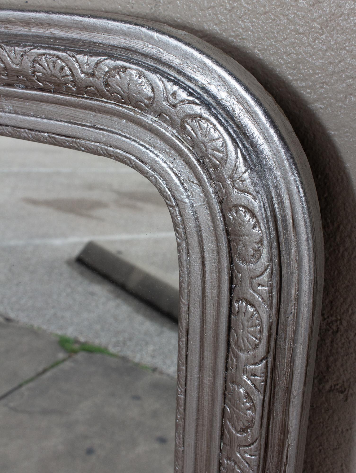 Antique French Carved and Silver Gilt Louis Philippe Mirror 2