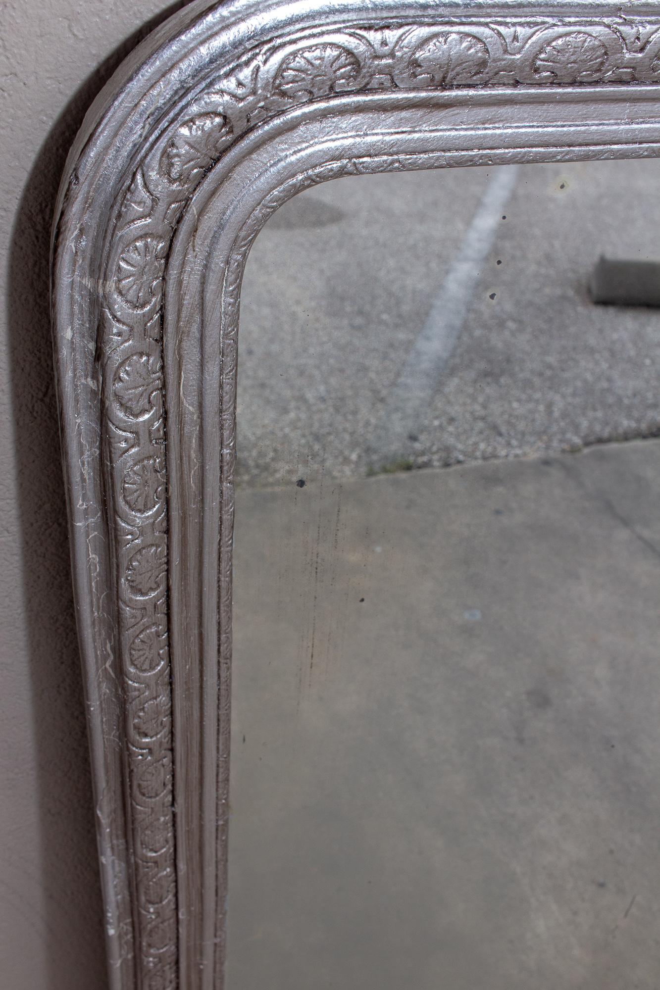 Antique French Carved and Silver Gilt Louis Philippe Mirror 4