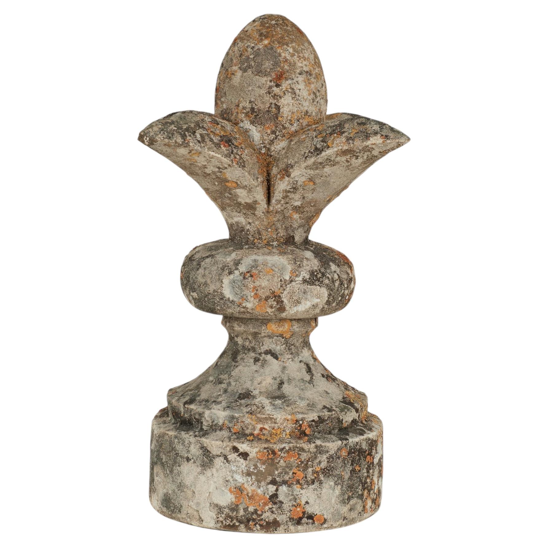 Antique French Carved Stone Fleur de Lis