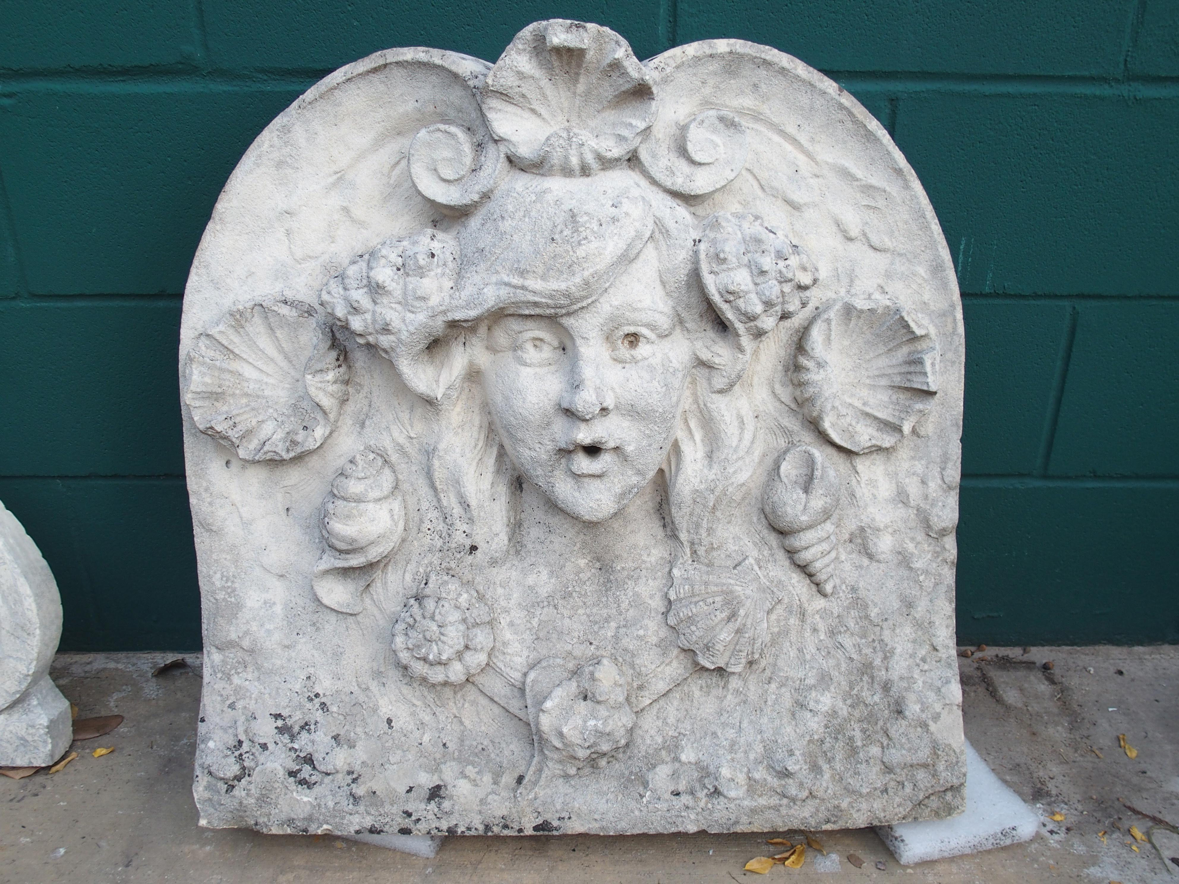 Antique French Carved Stone Fountain Facade from Paris, Circa 1900 For Sale 4