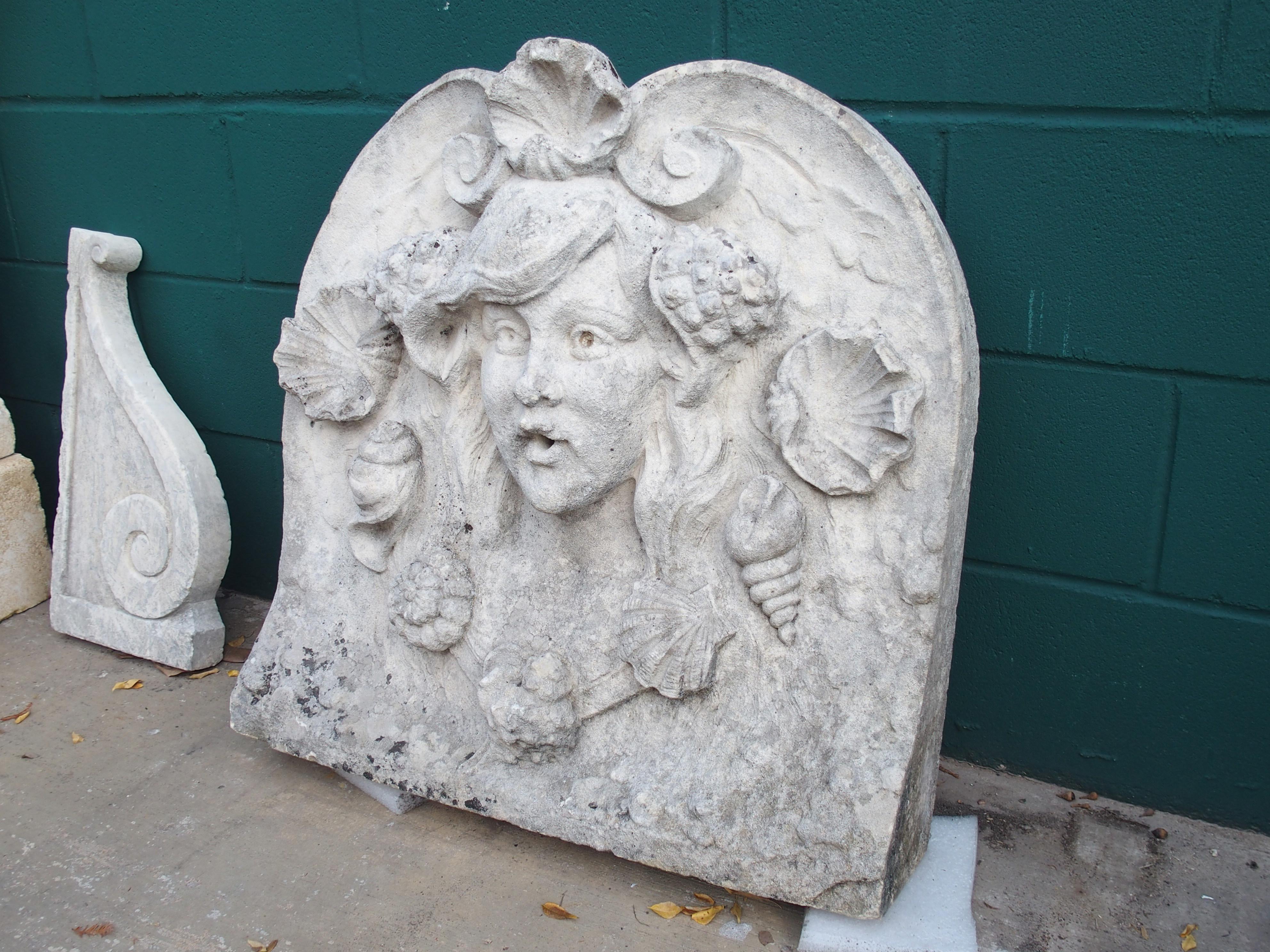 Art Nouveau Antique French Carved Stone Fountain Facade from Paris, Circa 1900 For Sale