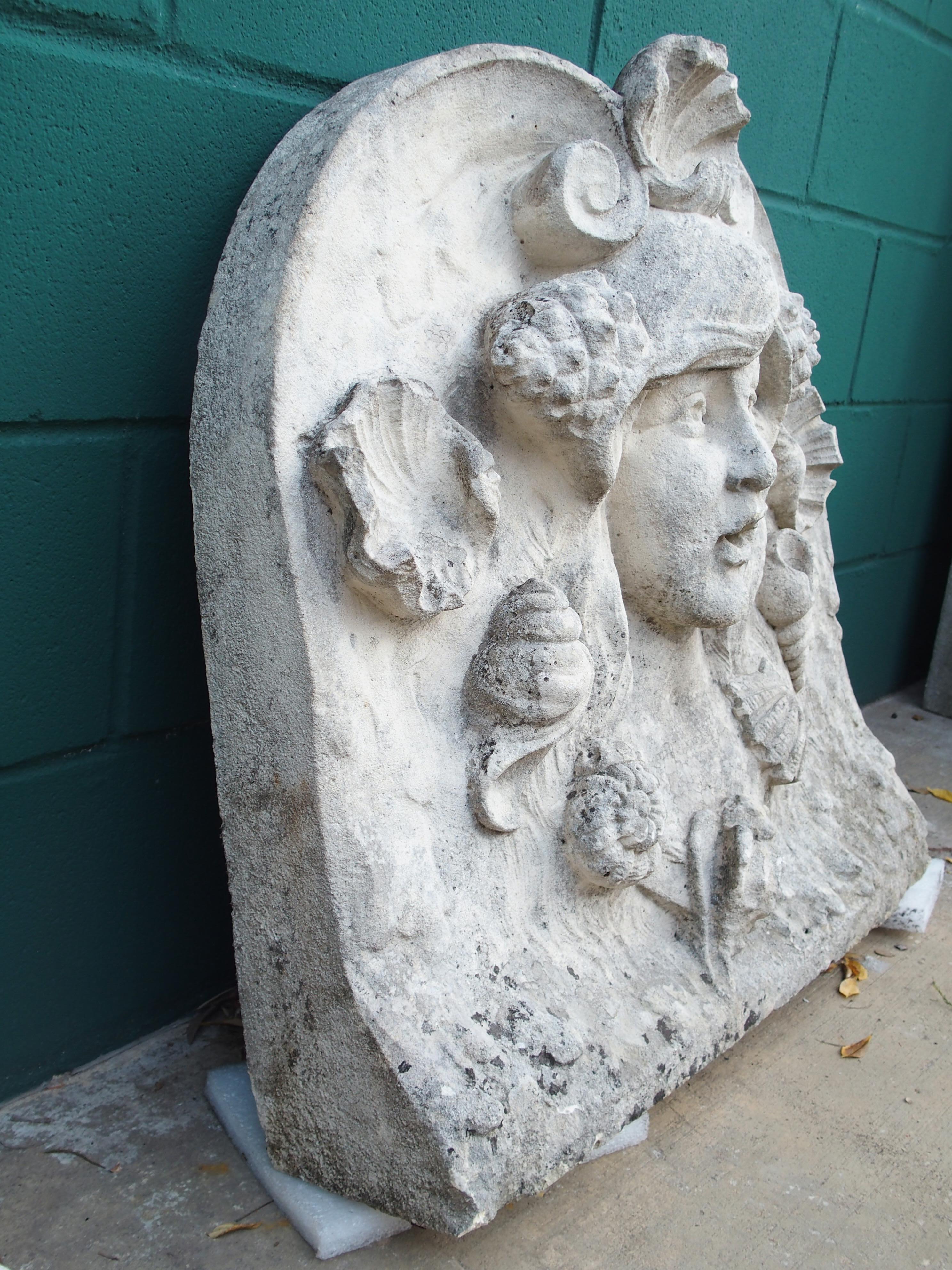 20th Century Antique French Carved Stone Fountain Facade from Paris, Circa 1900 For Sale
