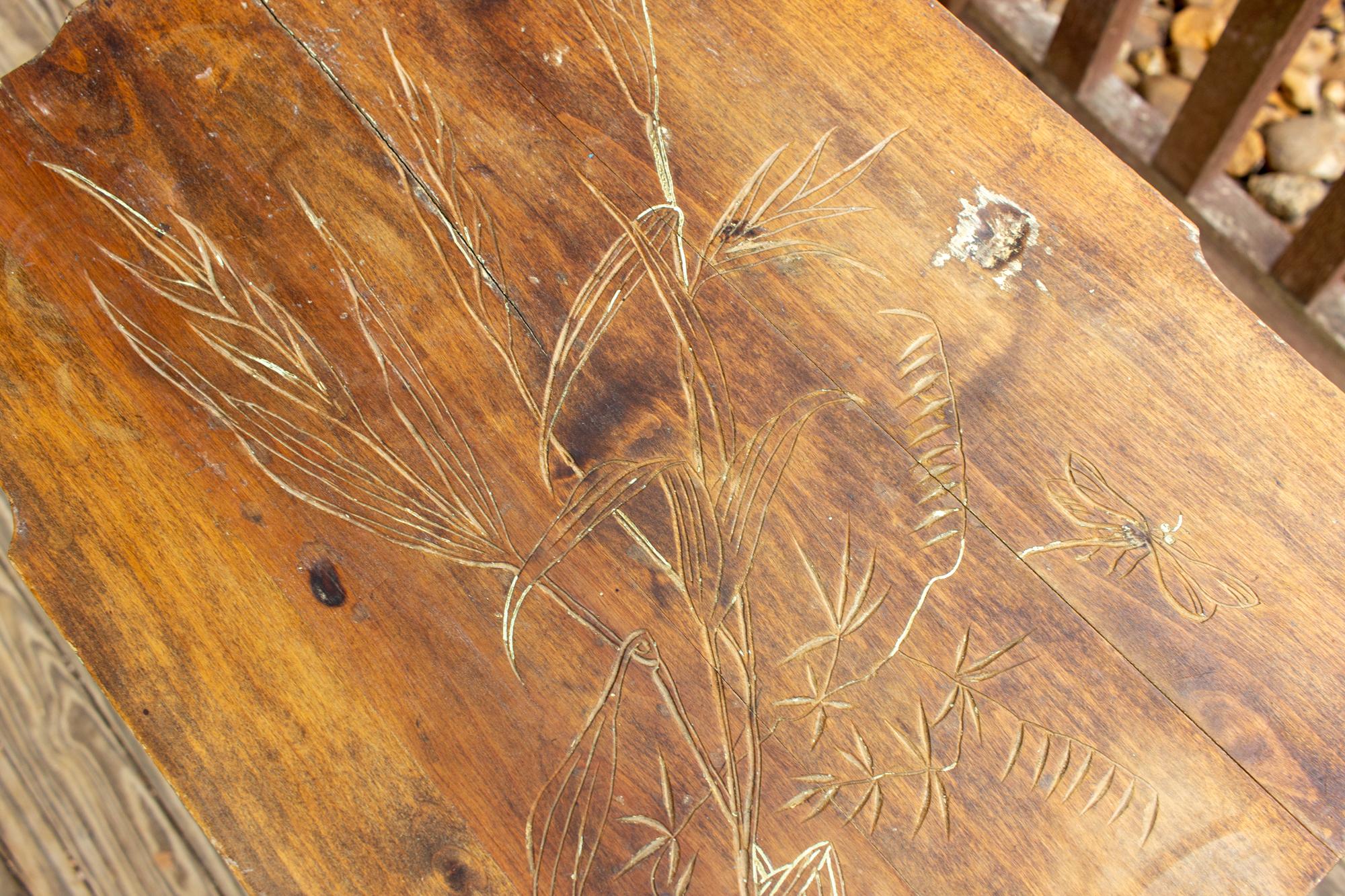 Antique French Carved Top Side Table 6