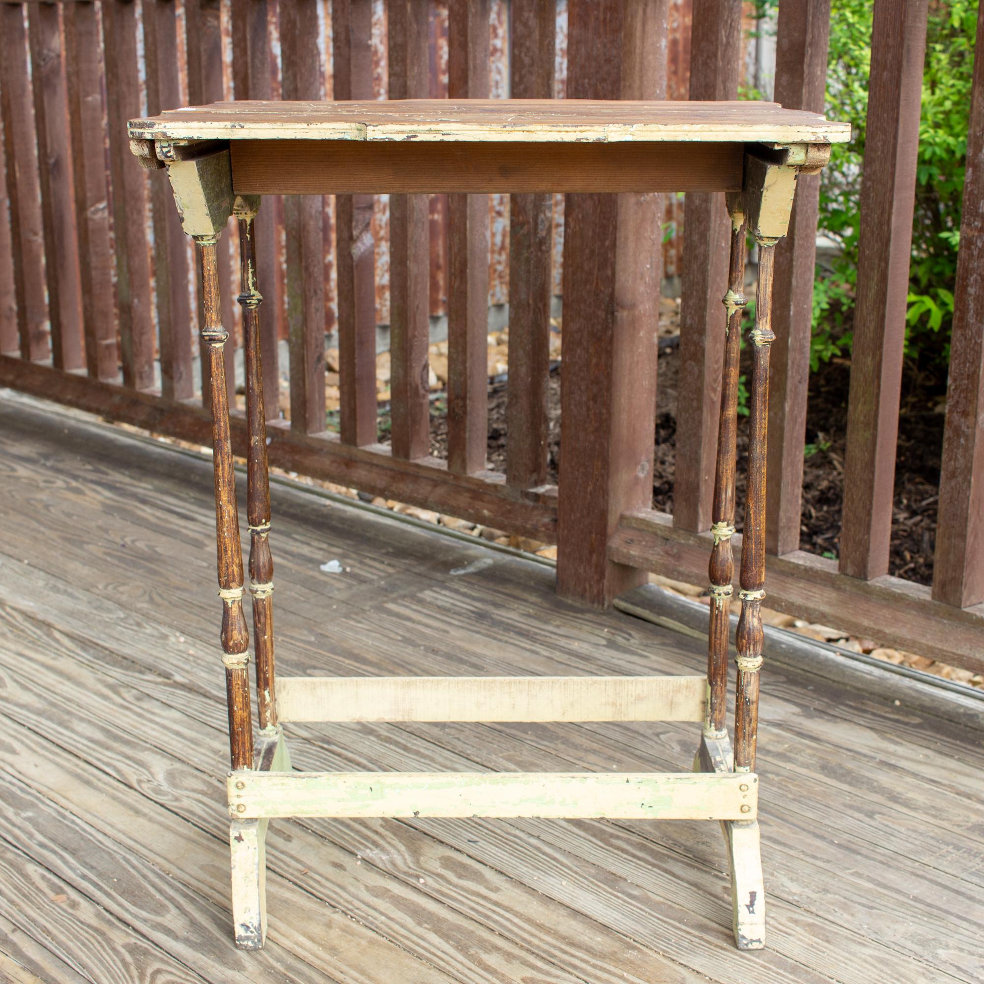 Antique French Carved Top Side Table 1