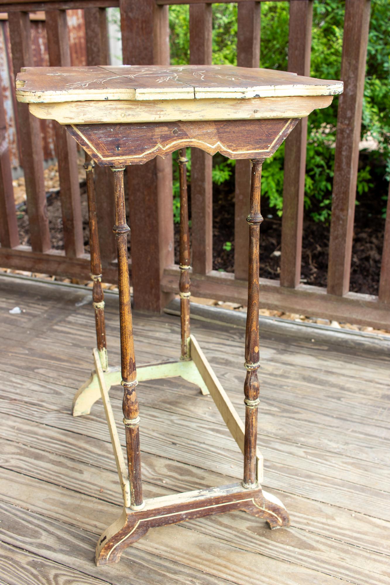 Antique French Carved Top Side Table 3