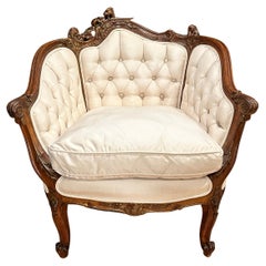 Antique French Carved Walnut And Parcel Gilt Armchair