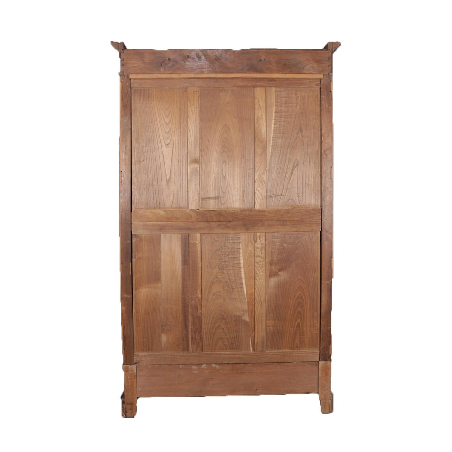 Antique French Carved Walnut and Beveled Glass Enclosed Bookcase, 20th Century 4