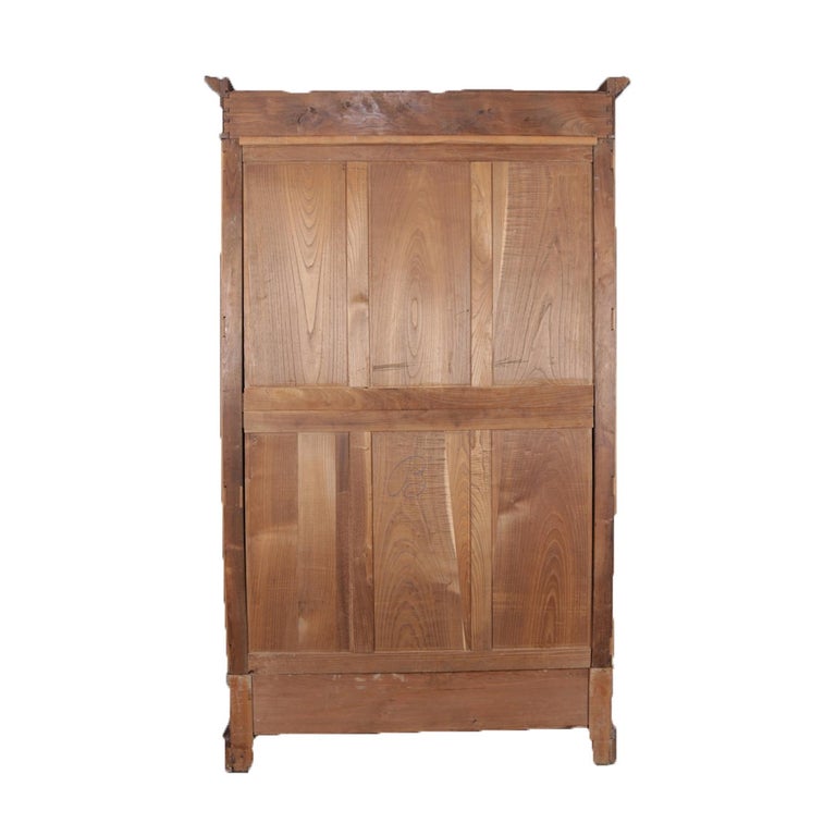 Antique French Carved Walnut and Beveled Glass Enclosed Bookcase, 20th