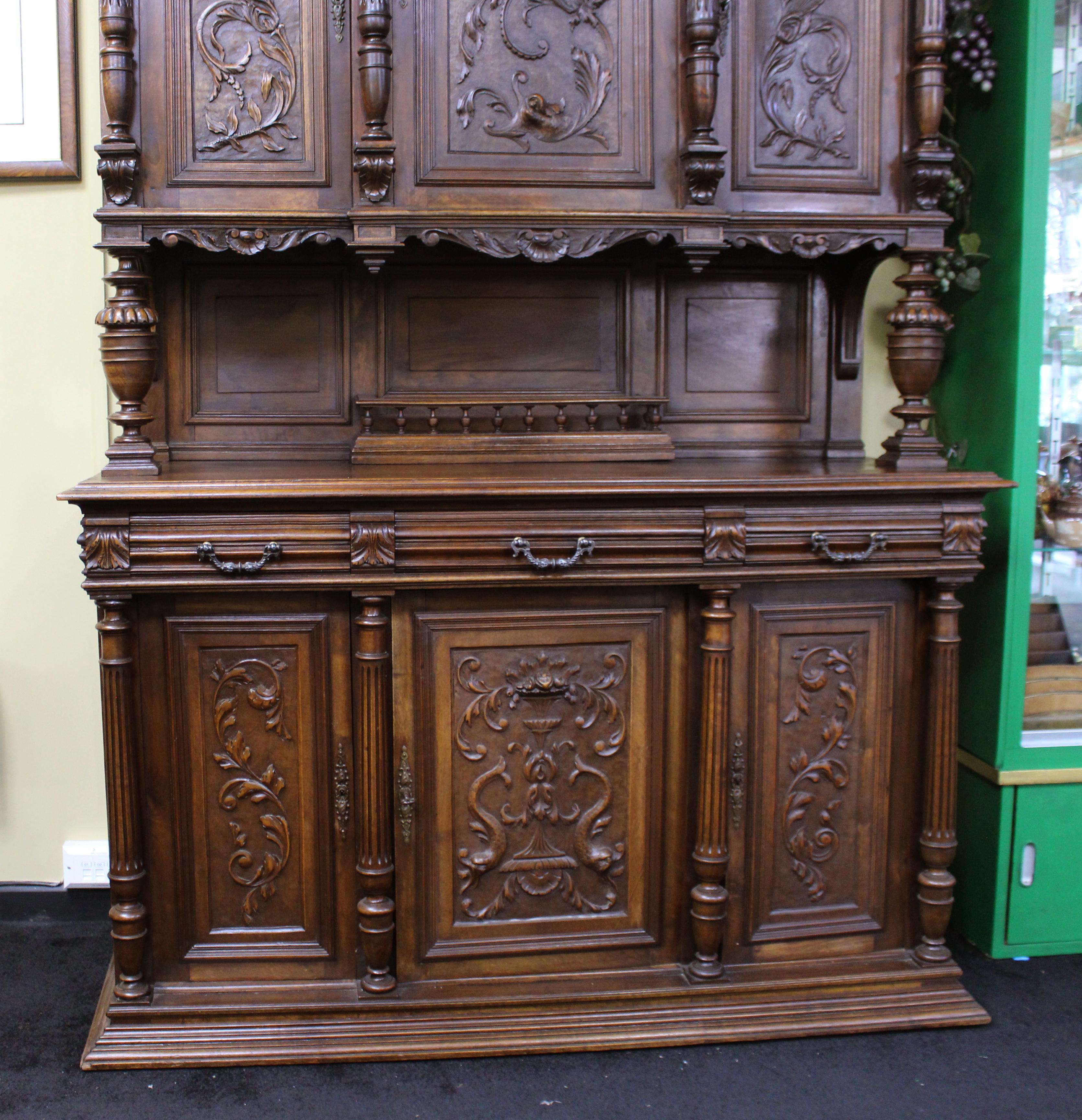 Antique French Carved Walnut Cabinet c.1900 8
