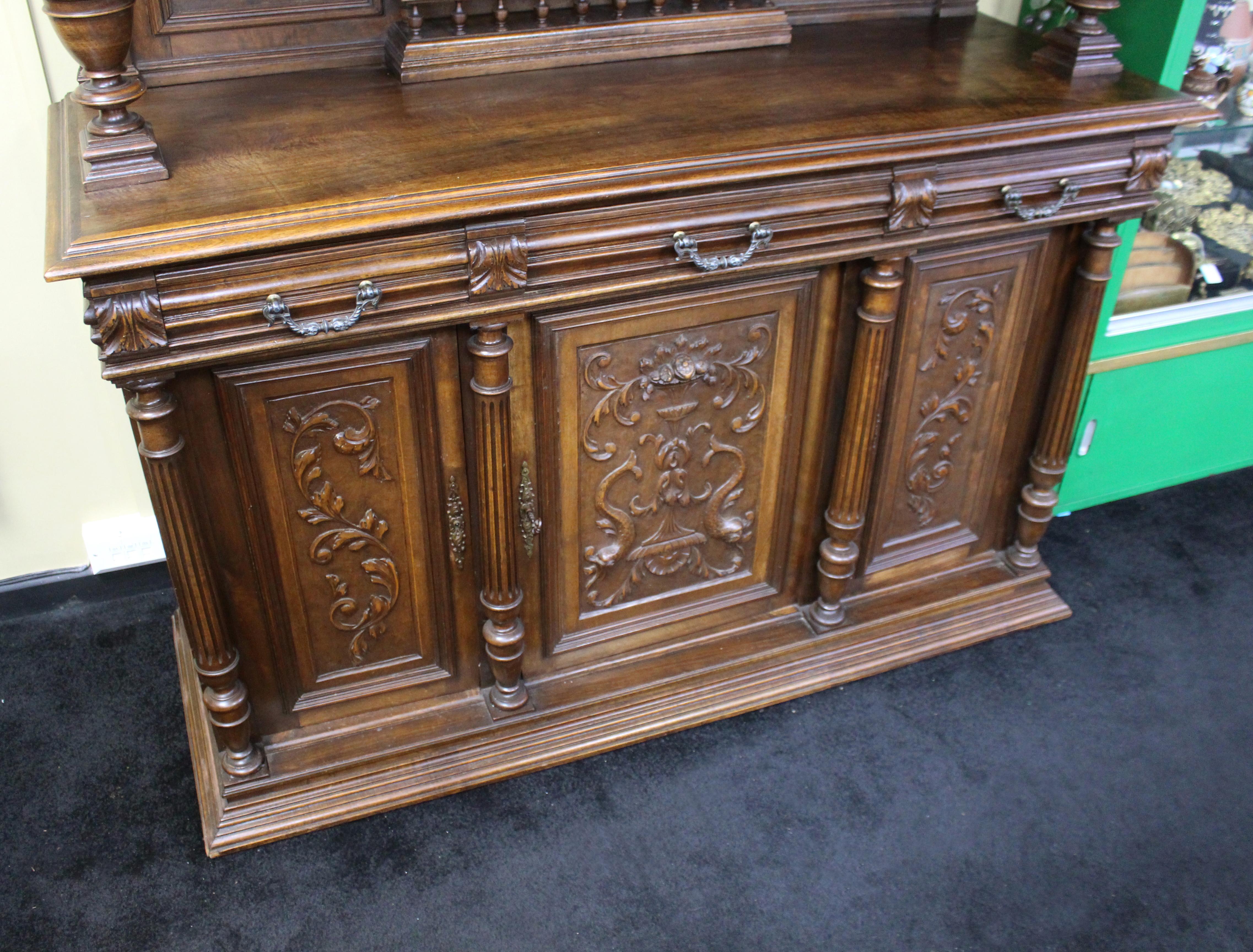 Antique French Carved Walnut Cabinet c.1900 9