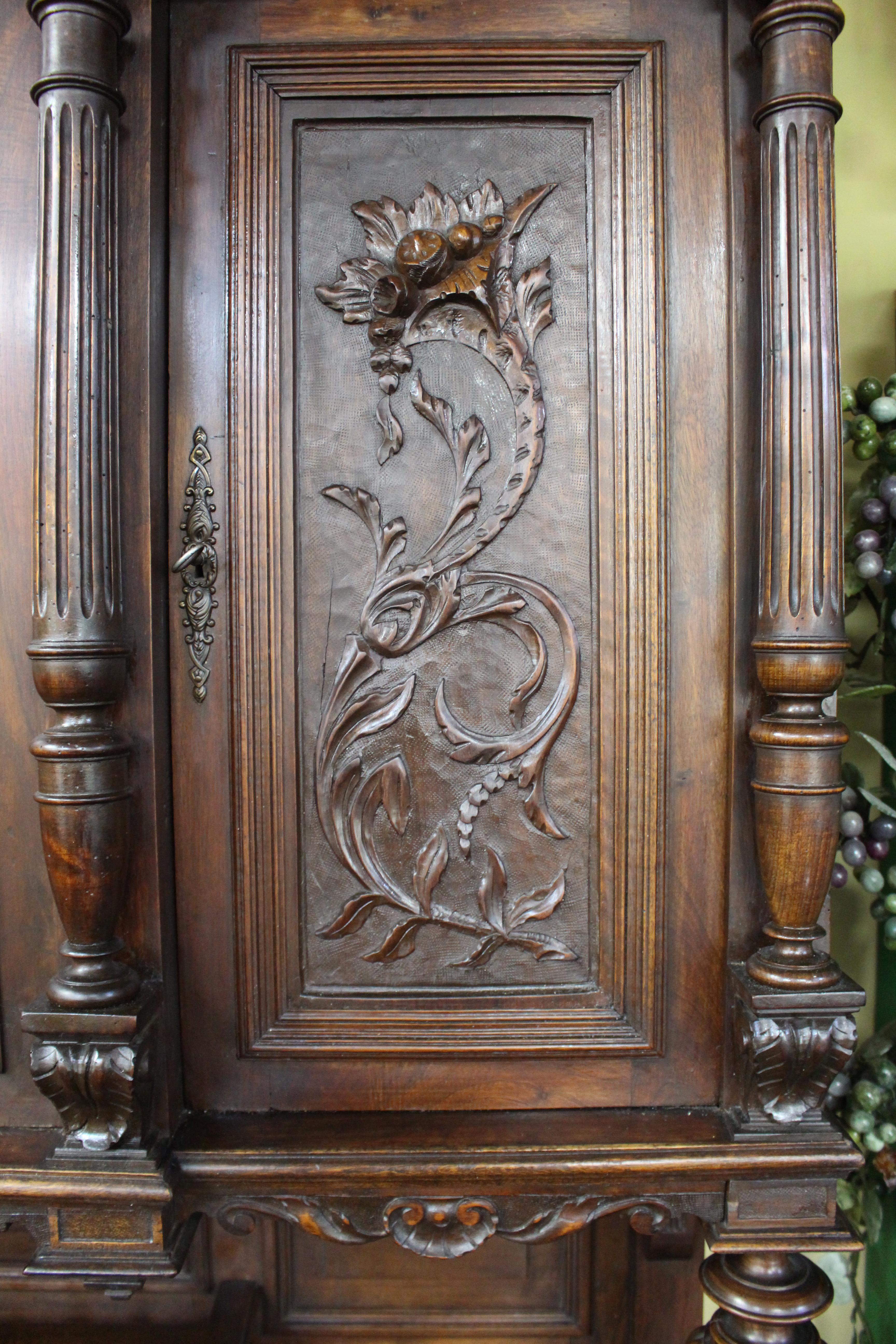 Antique French Carved Walnut Cabinet c.1900 3